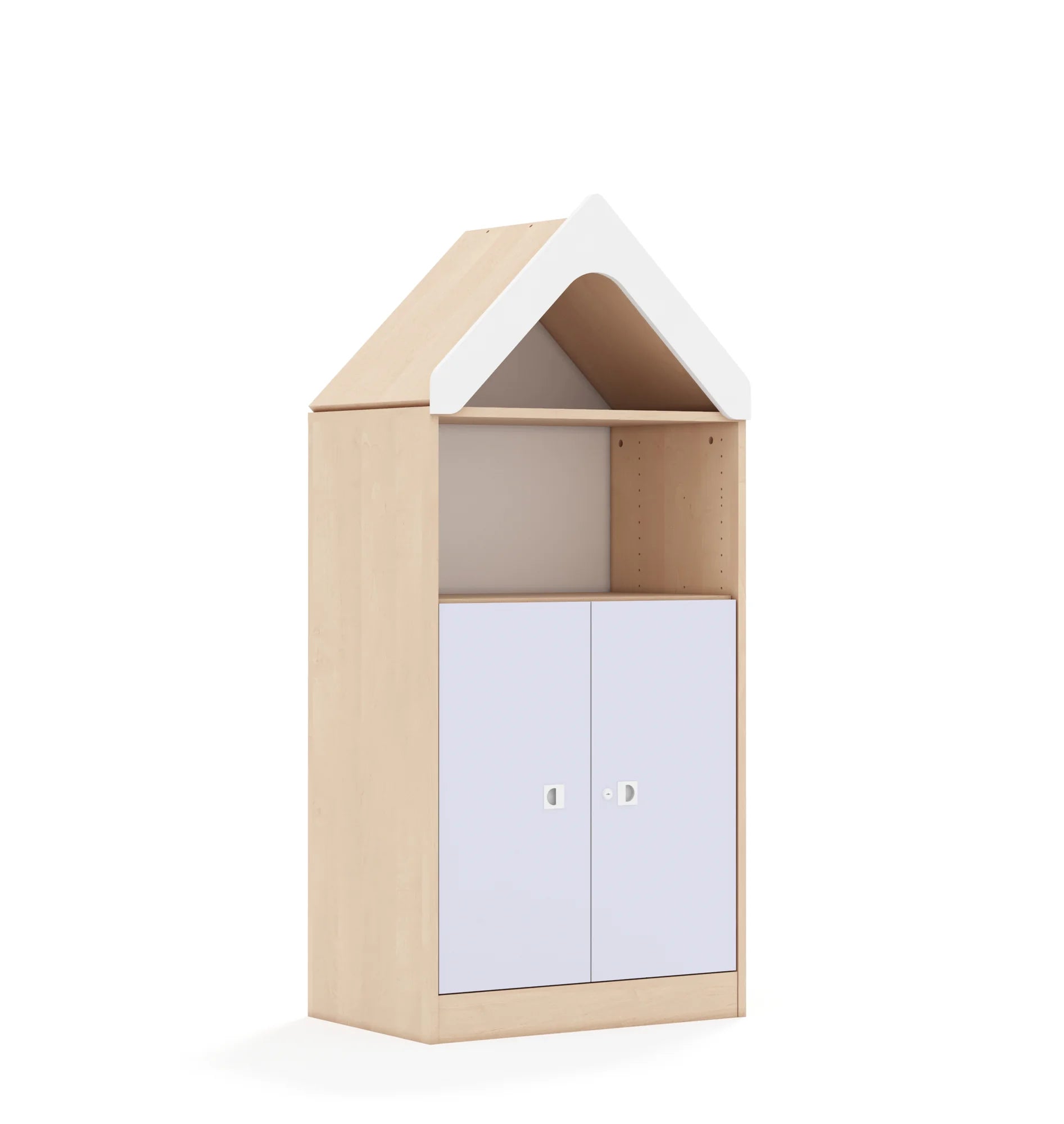 Regał BLOX 70 3P 2F2 z daszkiem 706x466x1575 – brzoza / pastelowy fioletowy