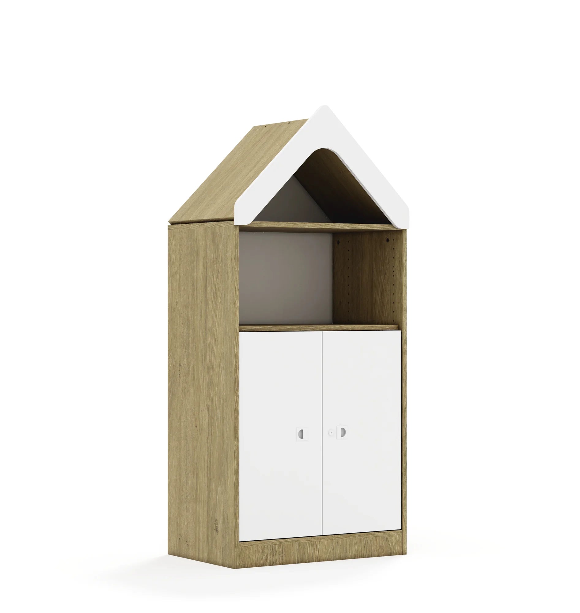 Regał BLOX 70 3P 2F2 z daszkiem 706x466x1575 – dąb / biały