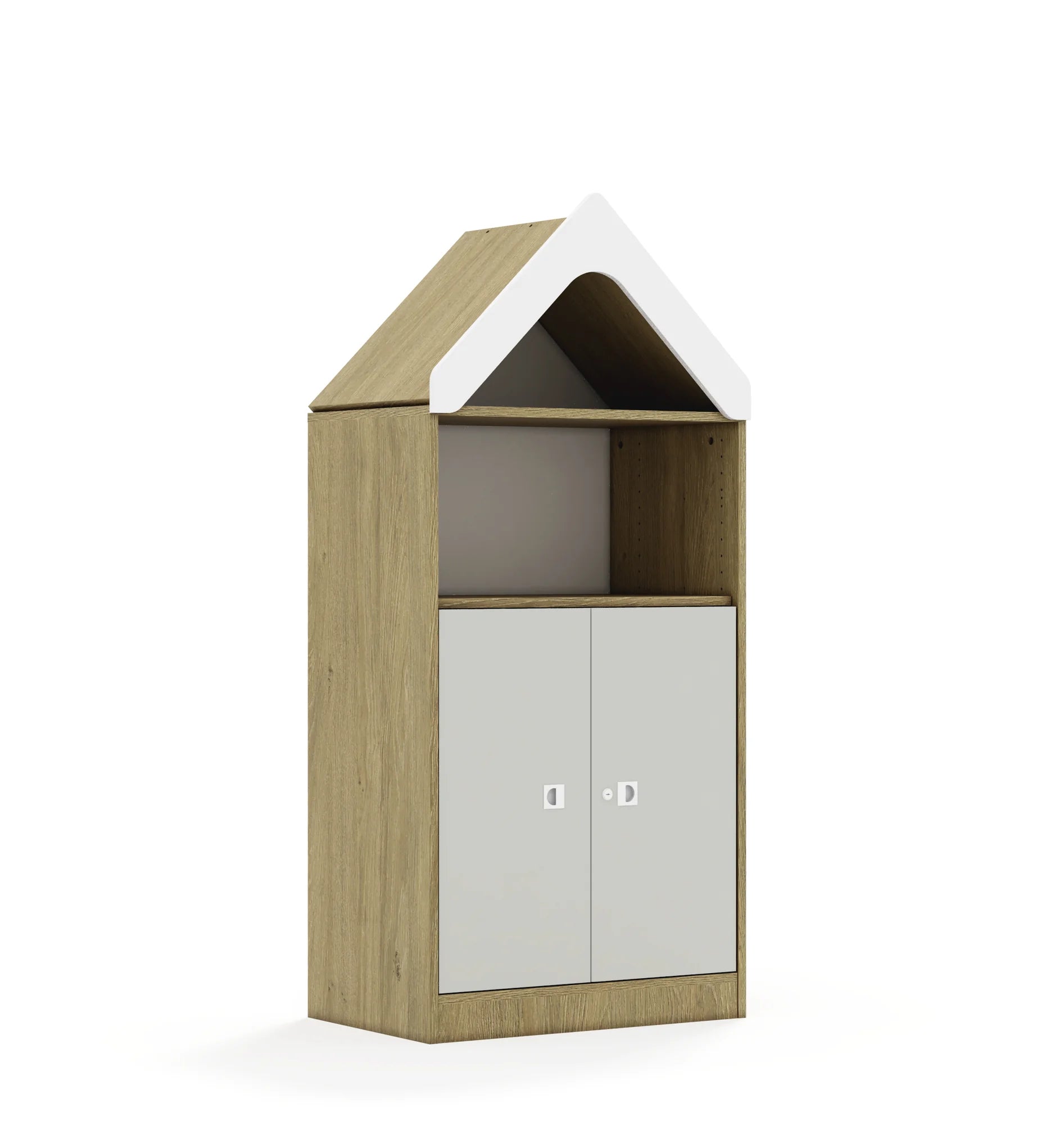 Regał BLOX 70 3P 2F2 z daszkiem 706x466x1575 – dąb / jasny szary