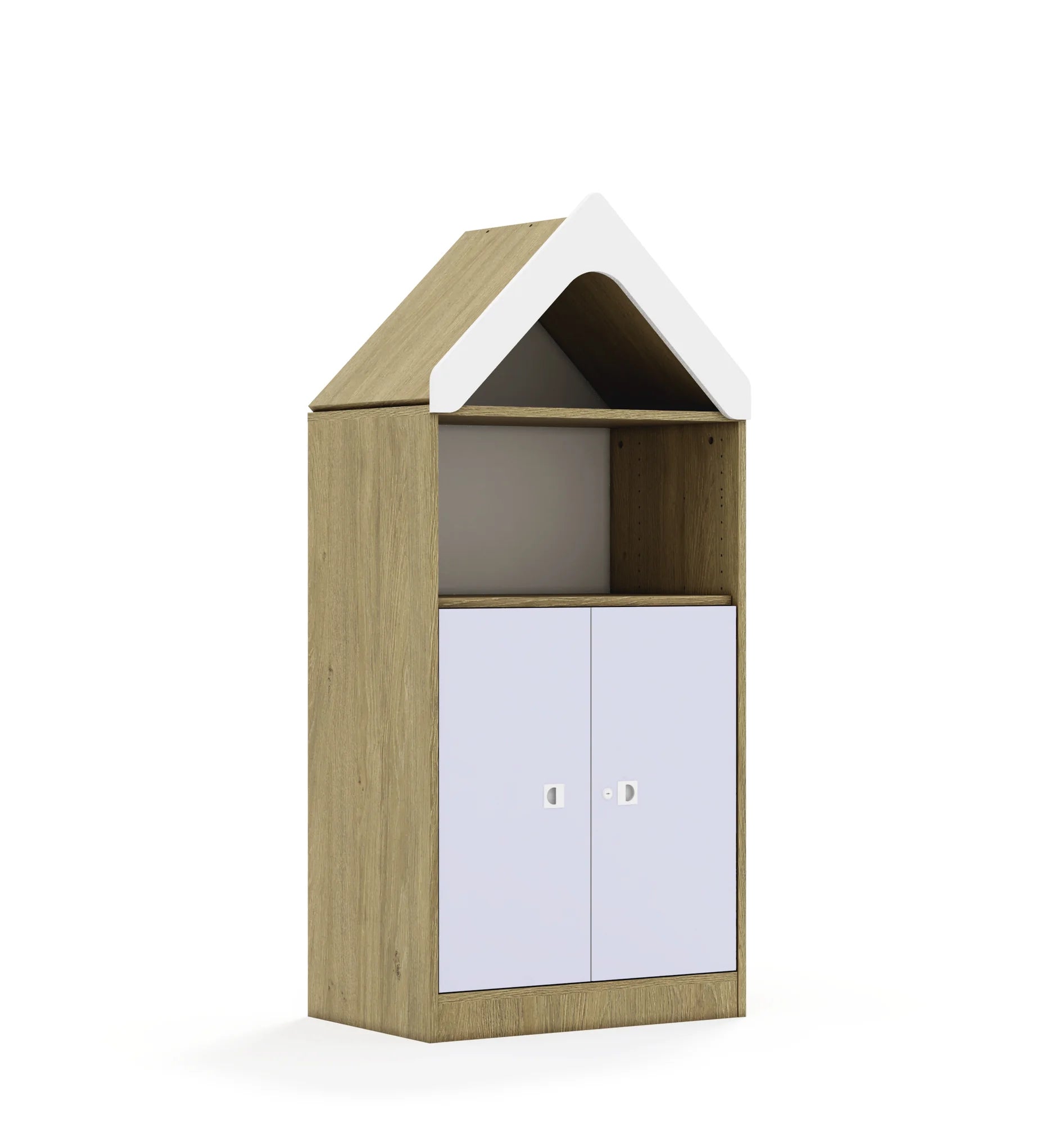 Regał BLOX 70 3P 2F2 z daszkiem 706x466x1575 – dąb / pastelowy fioletowy
