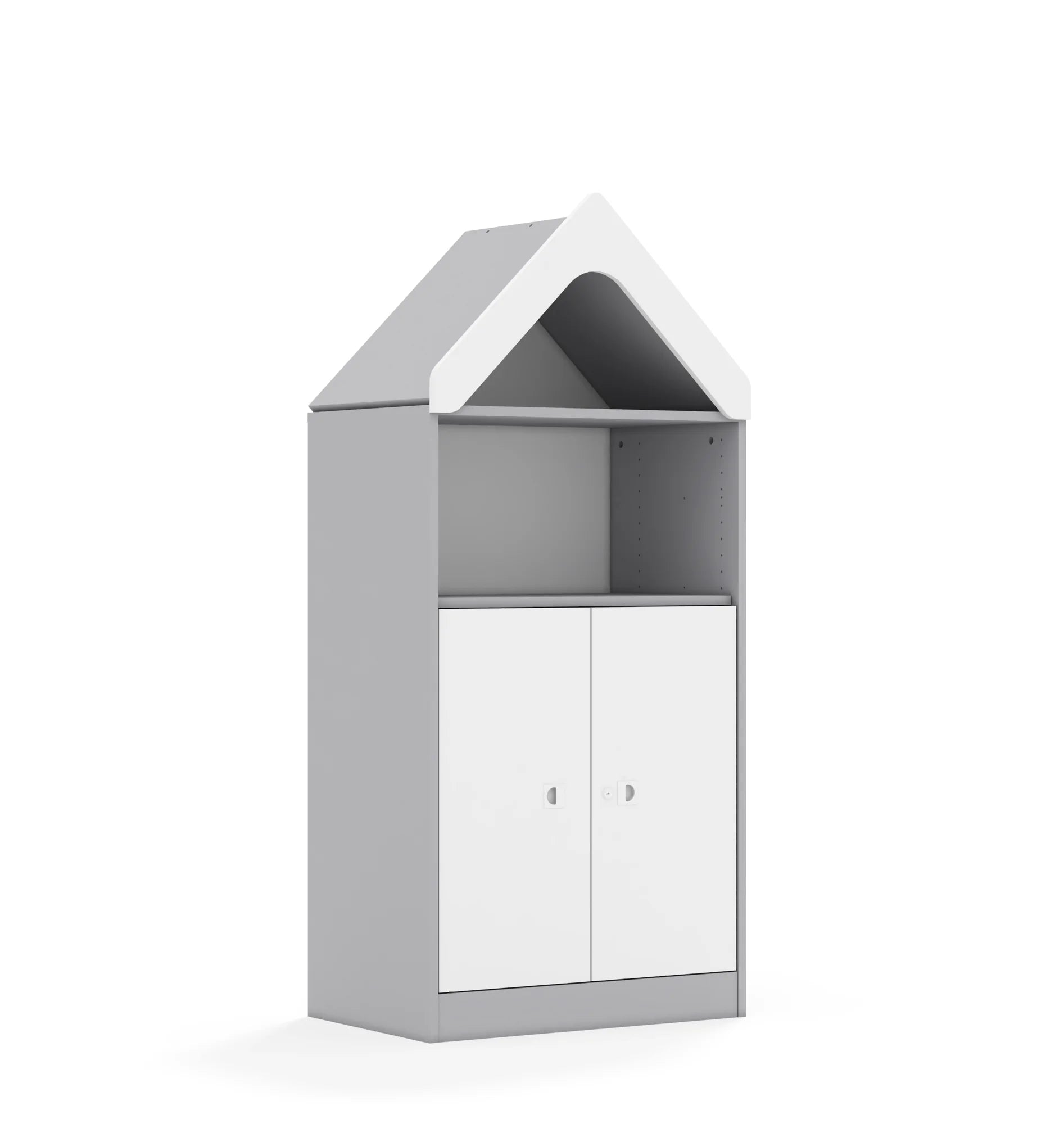 Regał BLOX 70 3P 2F2 z daszkiem 706x466x1575 – szary / biały