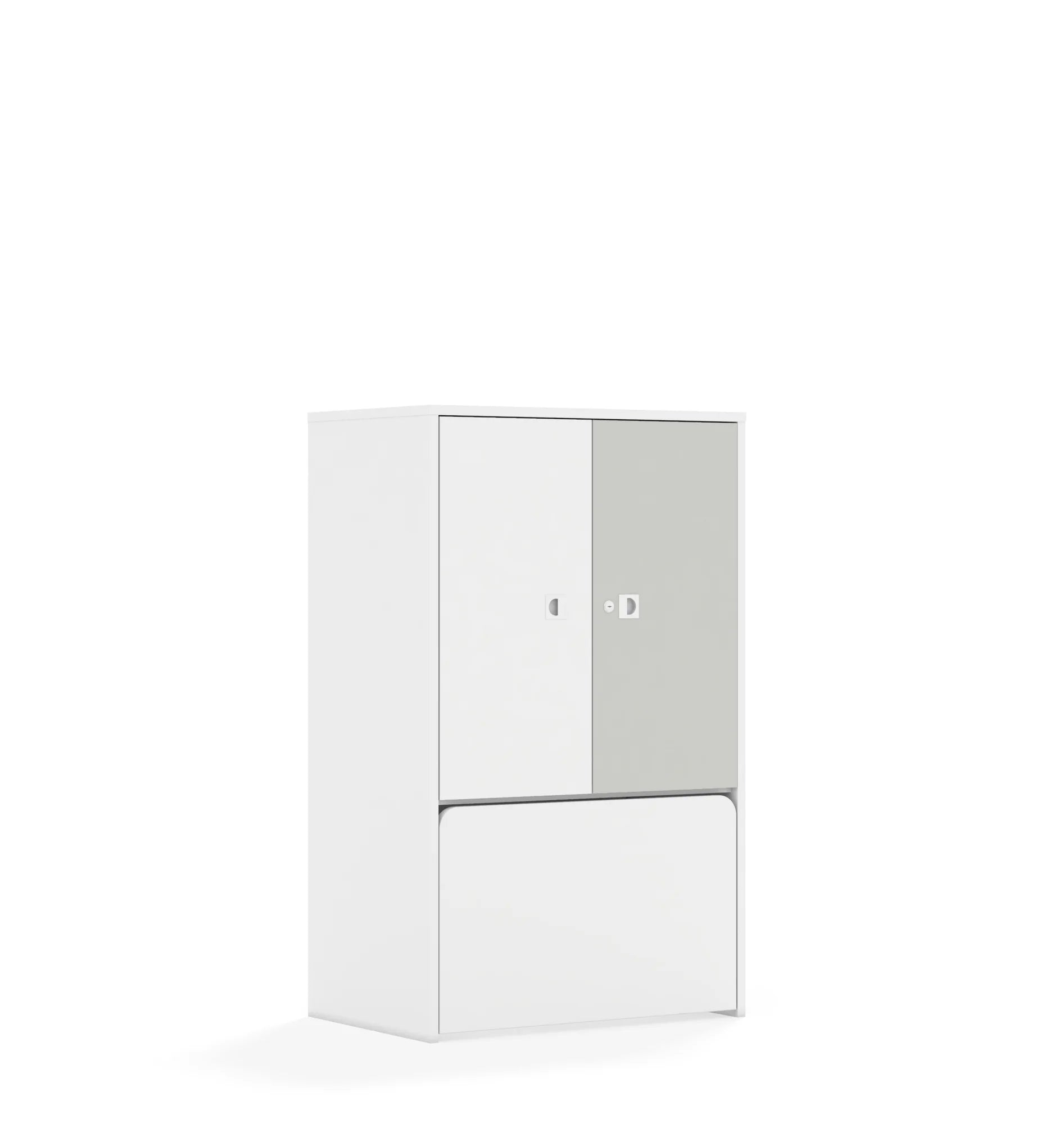 Regał BLOX 70 3P 2F2 ze skrzynią 706x466x1165 – biały / biały/jasny szary