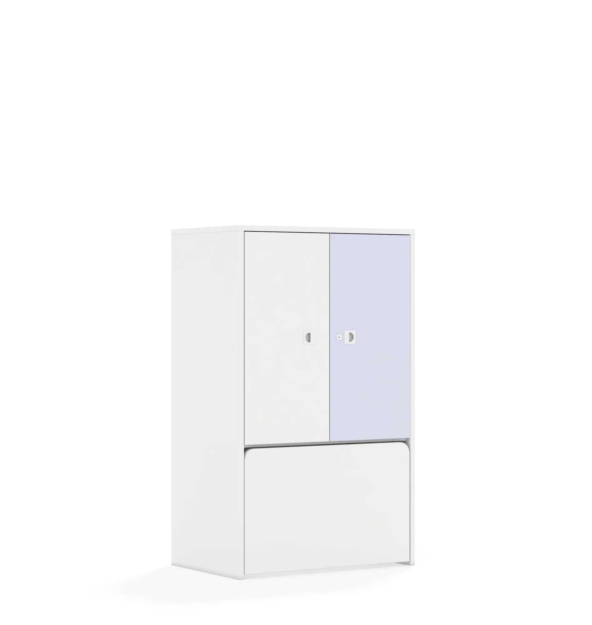 Regał BLOX 70 3P 2F2 ze skrzynią 706x466x1165 – biały / biały/pastelowy fioletowy