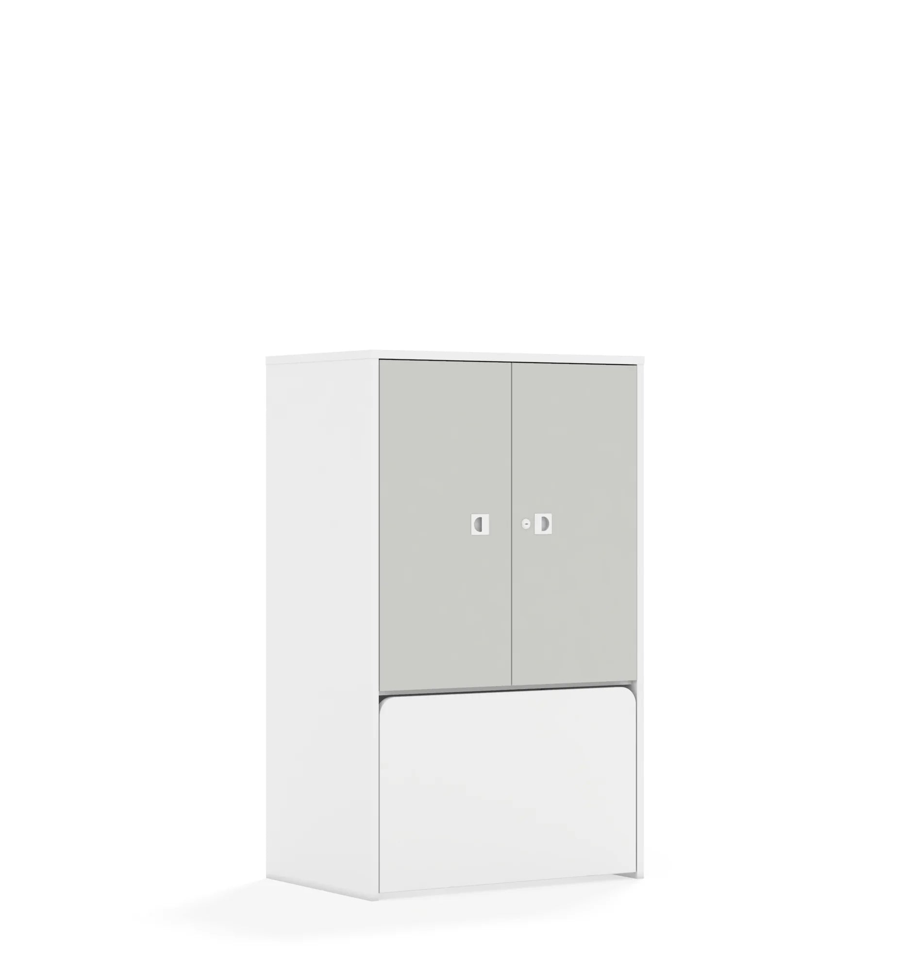 Regał BLOX 70 3P 2F2 ze skrzynią 706x466x1165 – biały / jasny szary