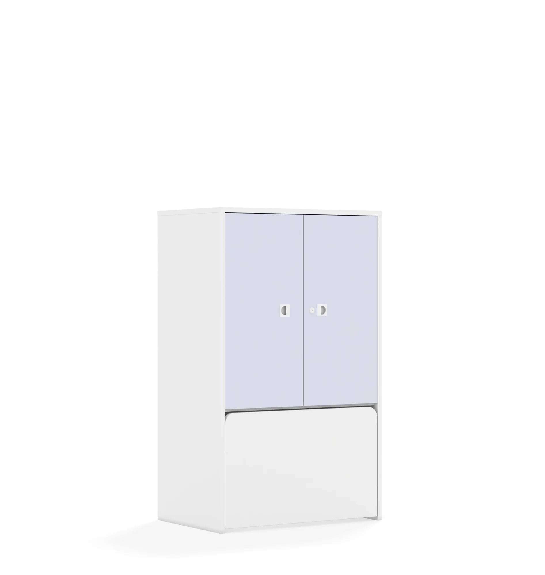 Regał BLOX 70 3P 2F2 ze skrzynią 706x466x1165 – biały / pastelowy fioletowy