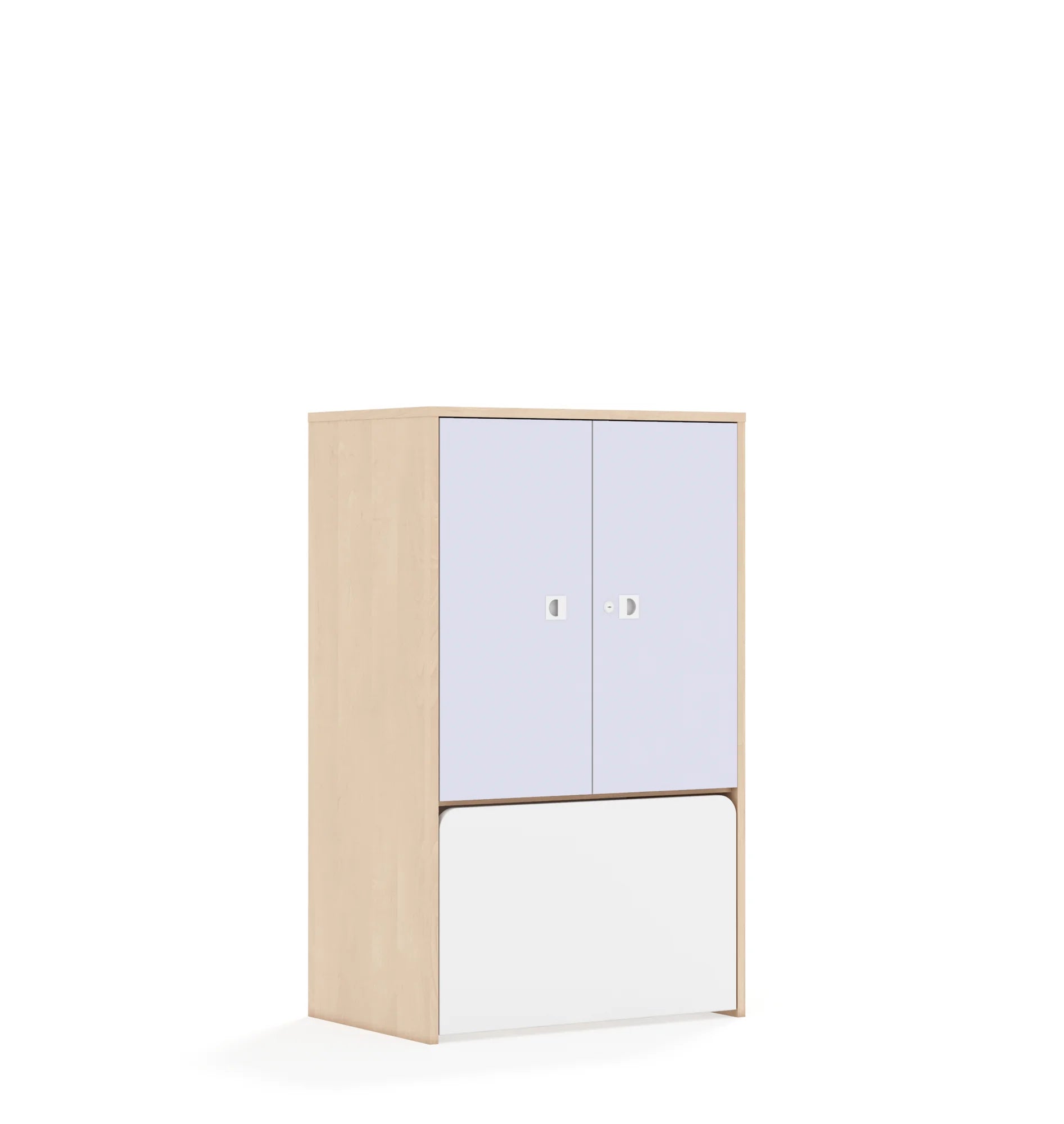 Regał BLOX 70 3P 2F2 ze skrzynią 706x466x1165 – brzoza / pastelowy fioletowy