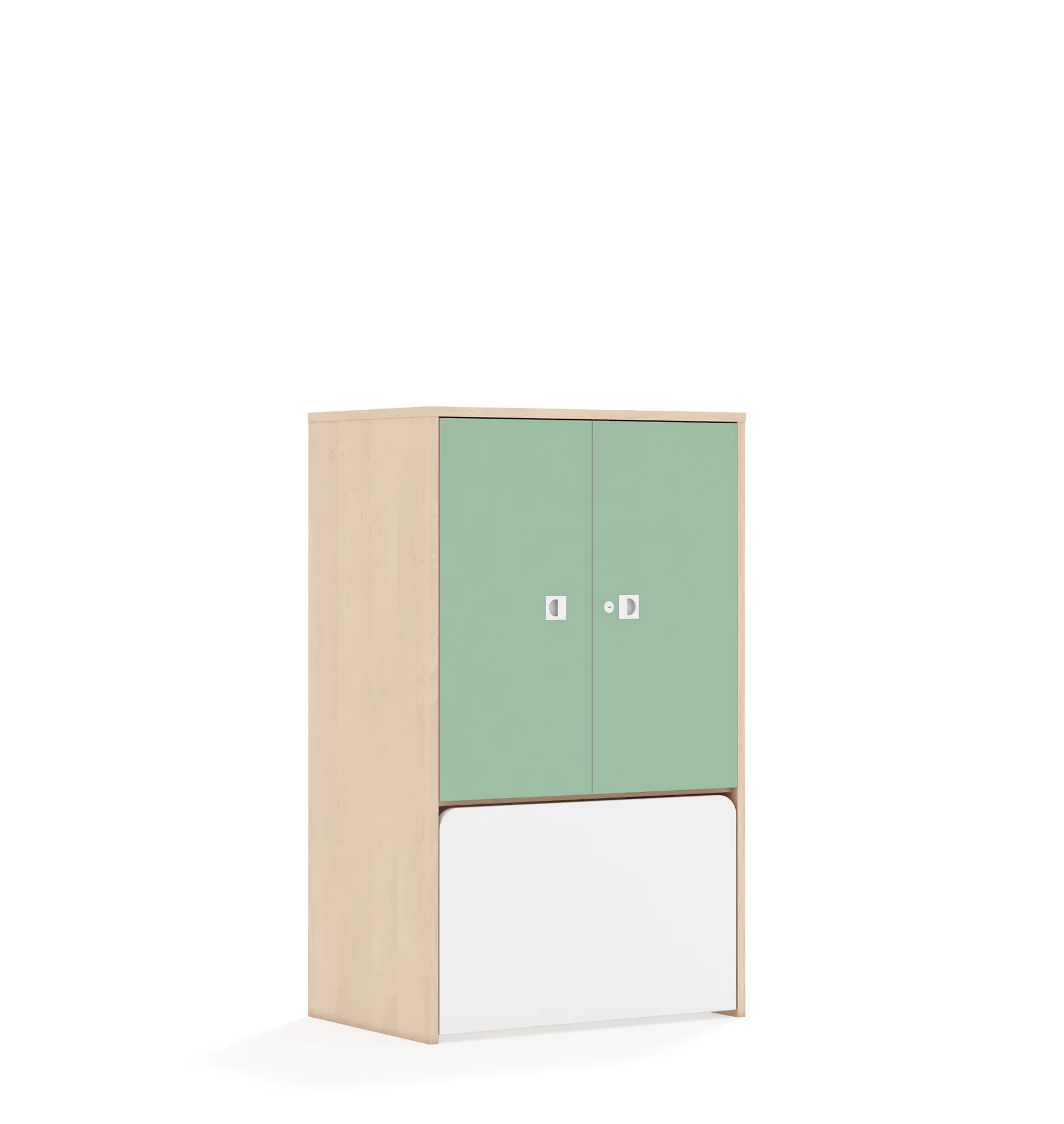 Regał BLOX 70 3P 2F2 ze skrzynią 706x466x1165 – brzoza / pastelowy zielony
