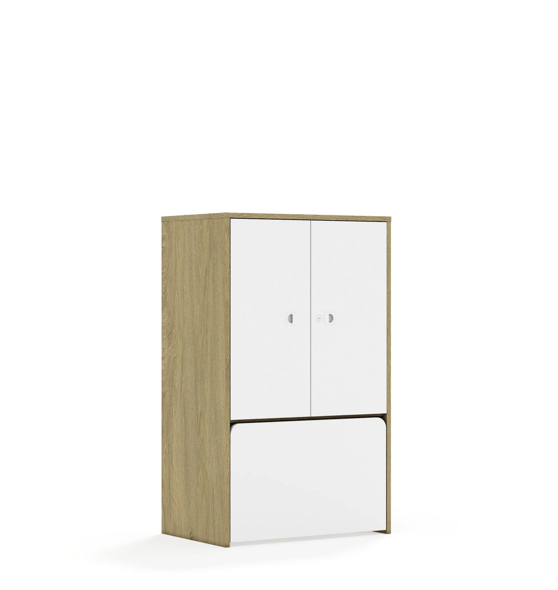 Regał BLOX 70 3P 2F2 ze skrzynią 706x466x1165 – dąb / biały
