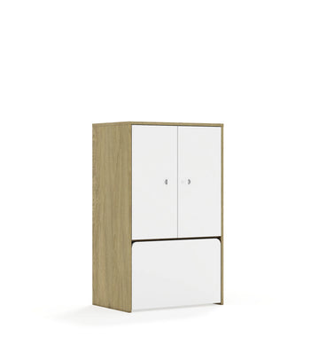 Regał BLOX 70 3P 2F2 ze skrzynią 706x466x1165 – dąb / biały