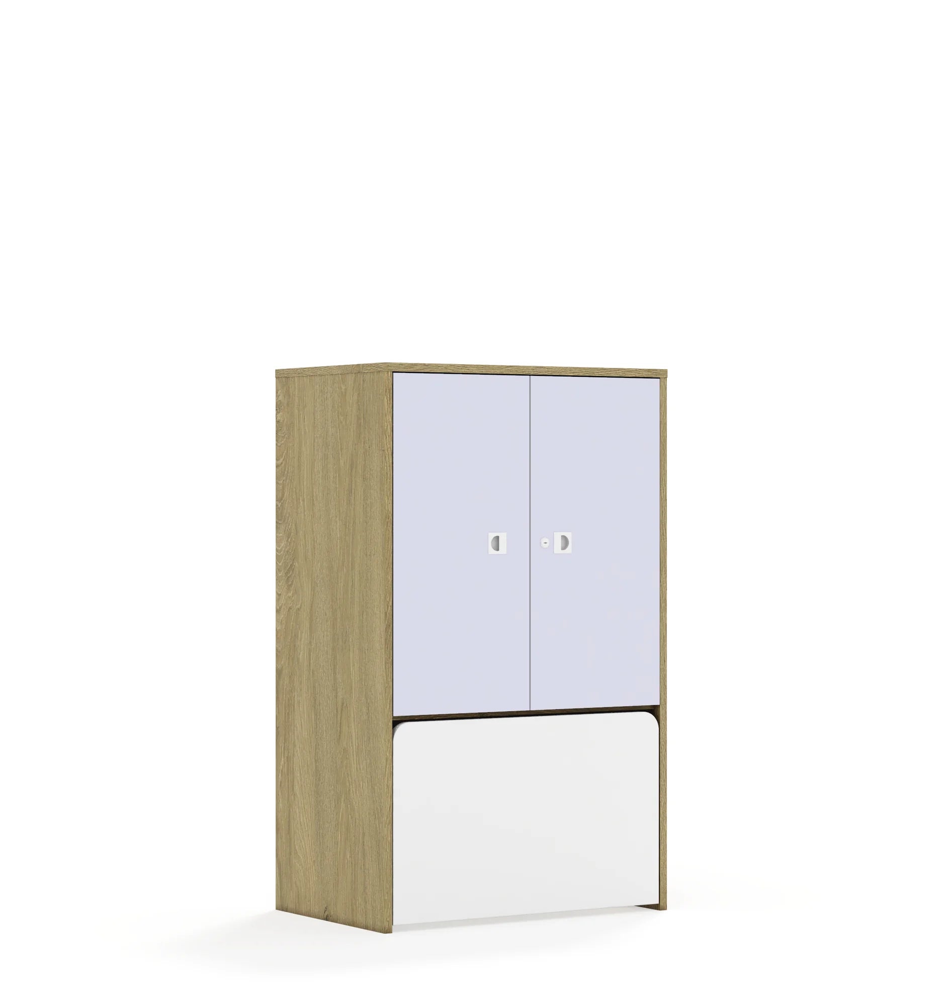 Regał BLOX 70 3P 2F2 ze skrzynią 706x466x1165 – dąb / pastelowy fioletowy