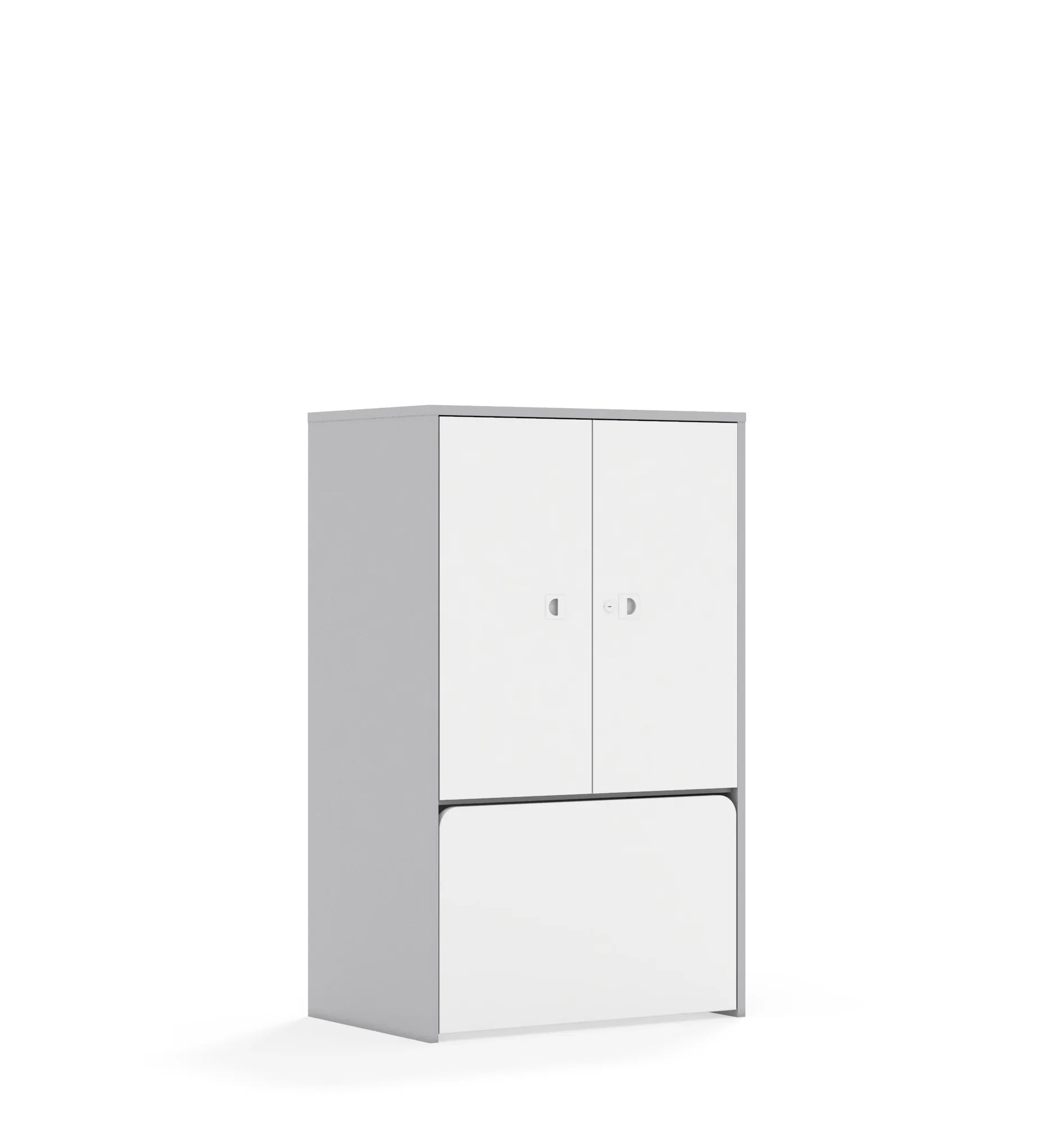 Regał BLOX 70 3P 2F2 ze skrzynią 706x466x1165 – szary / biały