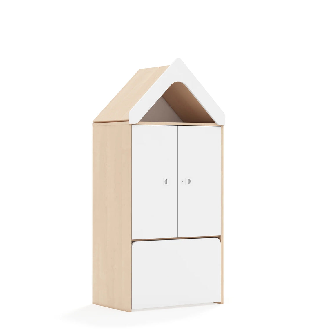 Regał BLOX 70 3P 2F2 ze skrzynią i daszkiem 706x466x1575 – dąb / biały