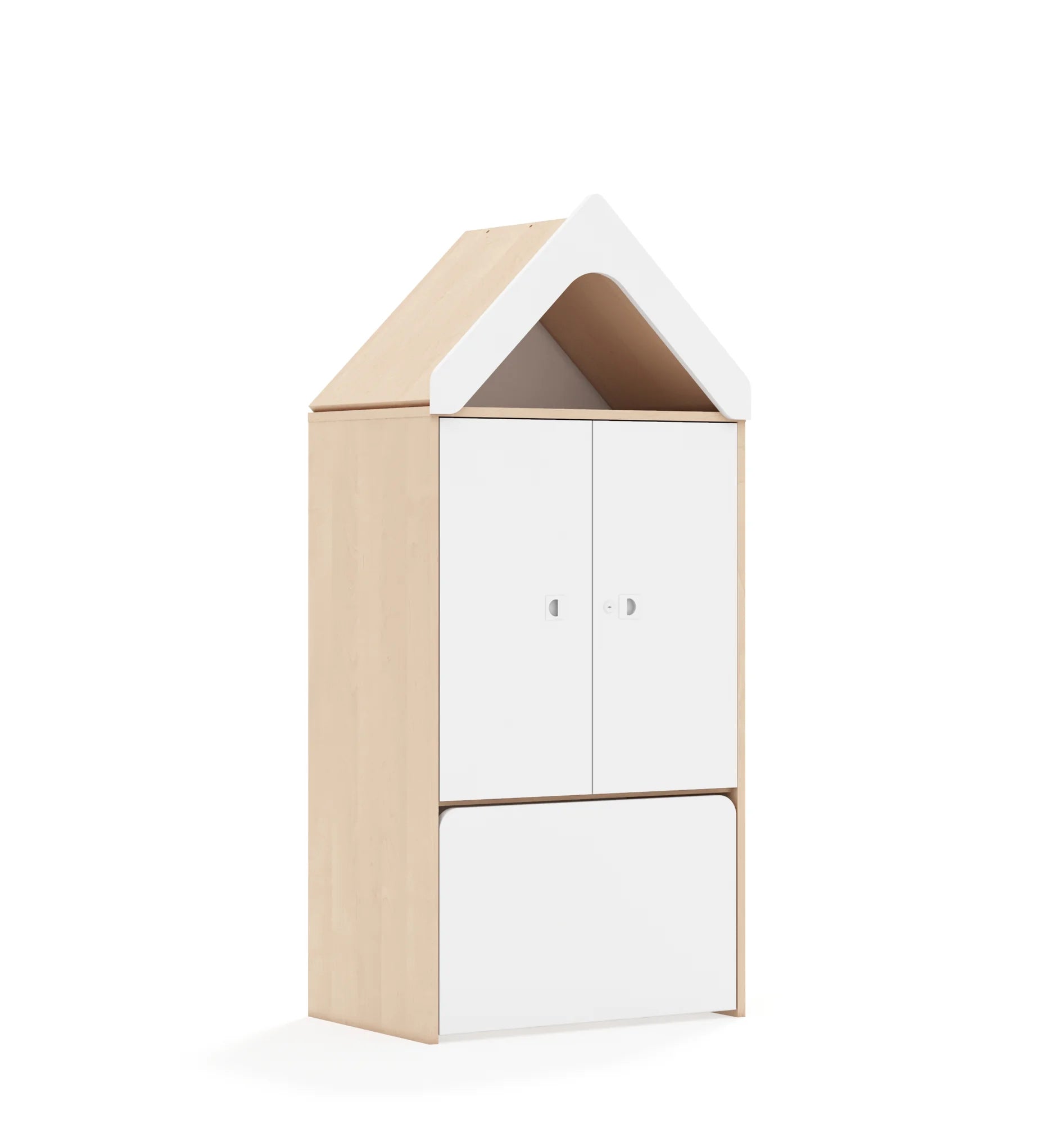 Regał BLOX 70 3P 2F2 ze skrzynią i daszkiem 706x466x1575 – brzoza / biały