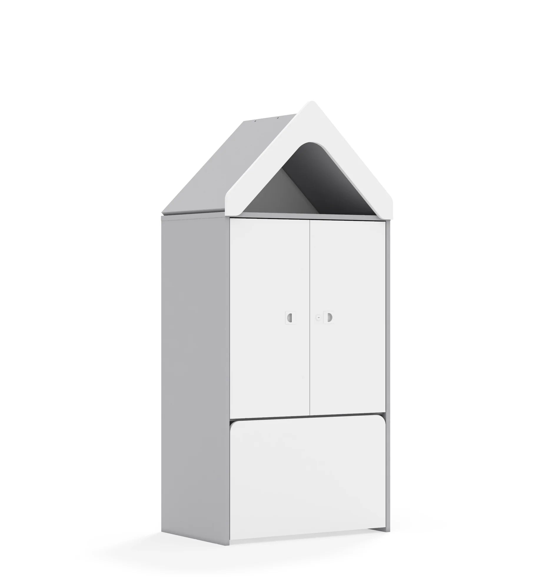 Regał BLOX 70 3P 2F2 ze skrzynią i daszkiem 706x466x1575 – szary / biały