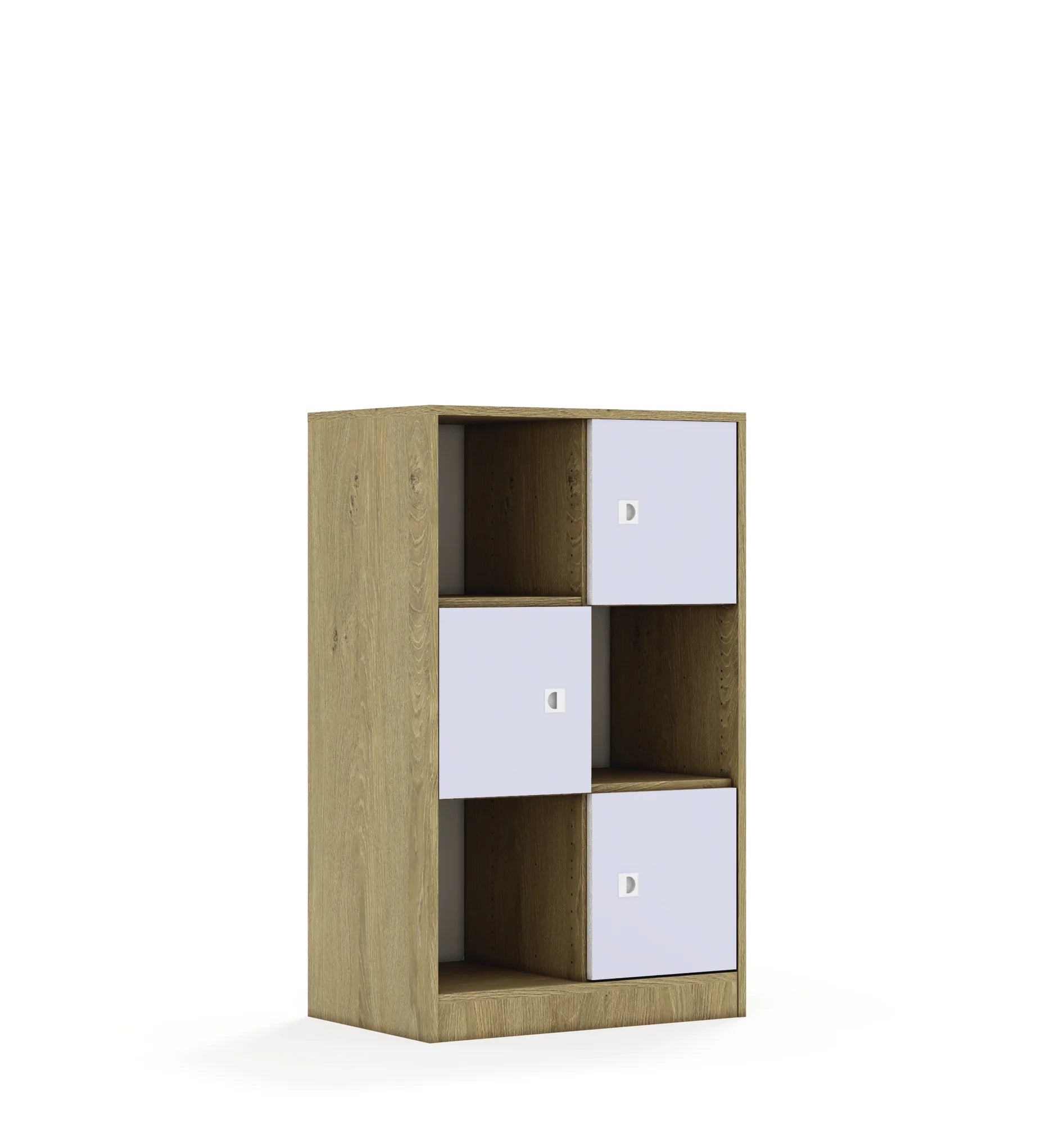 Regał BLOX 70 3PP 3F1 706x466x1165 – dąb / pastelowy fioletowy