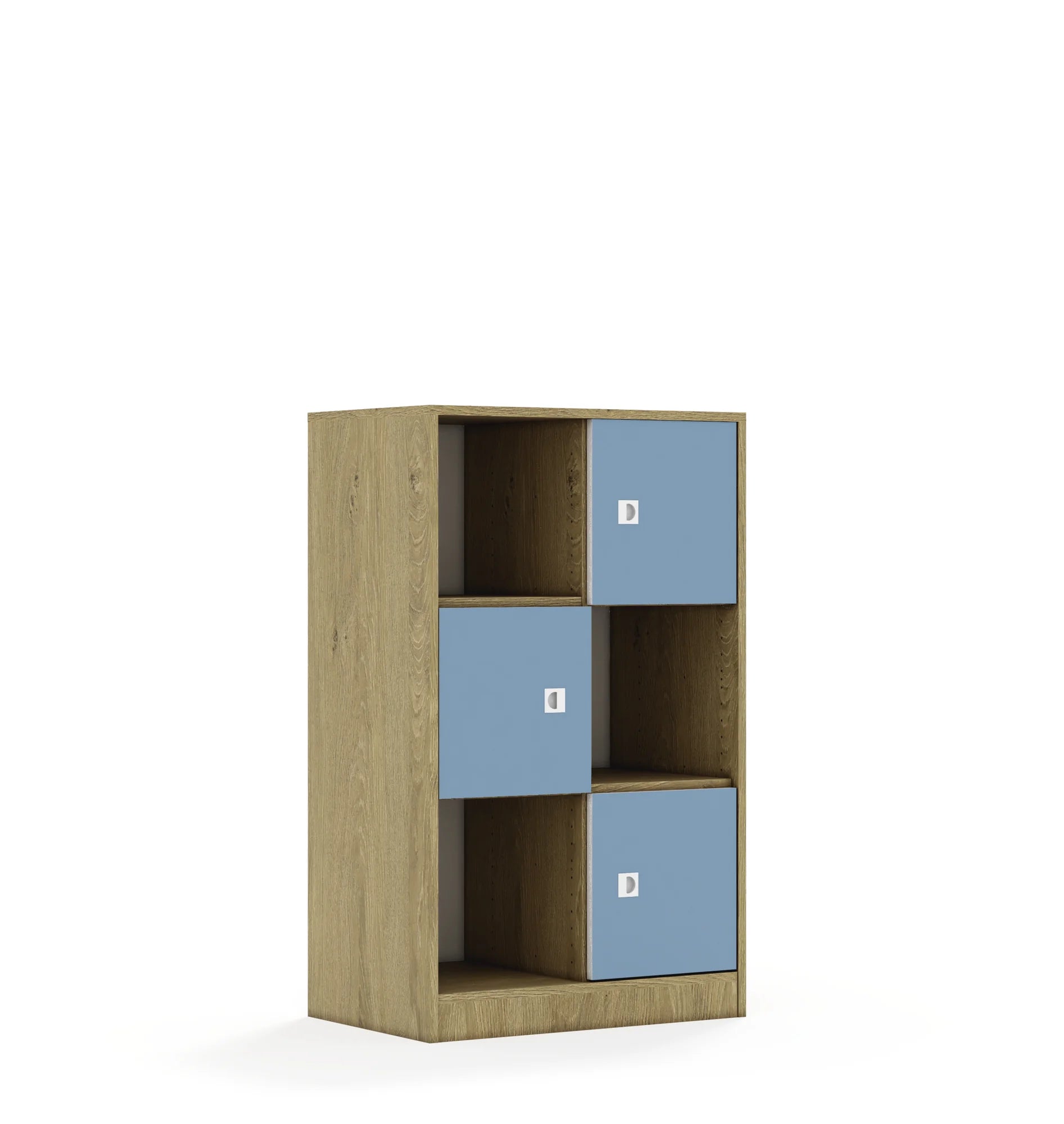 Regał BLOX 70 3PP 3F1 706x466x1165 – dąb / pastelowy niebieski