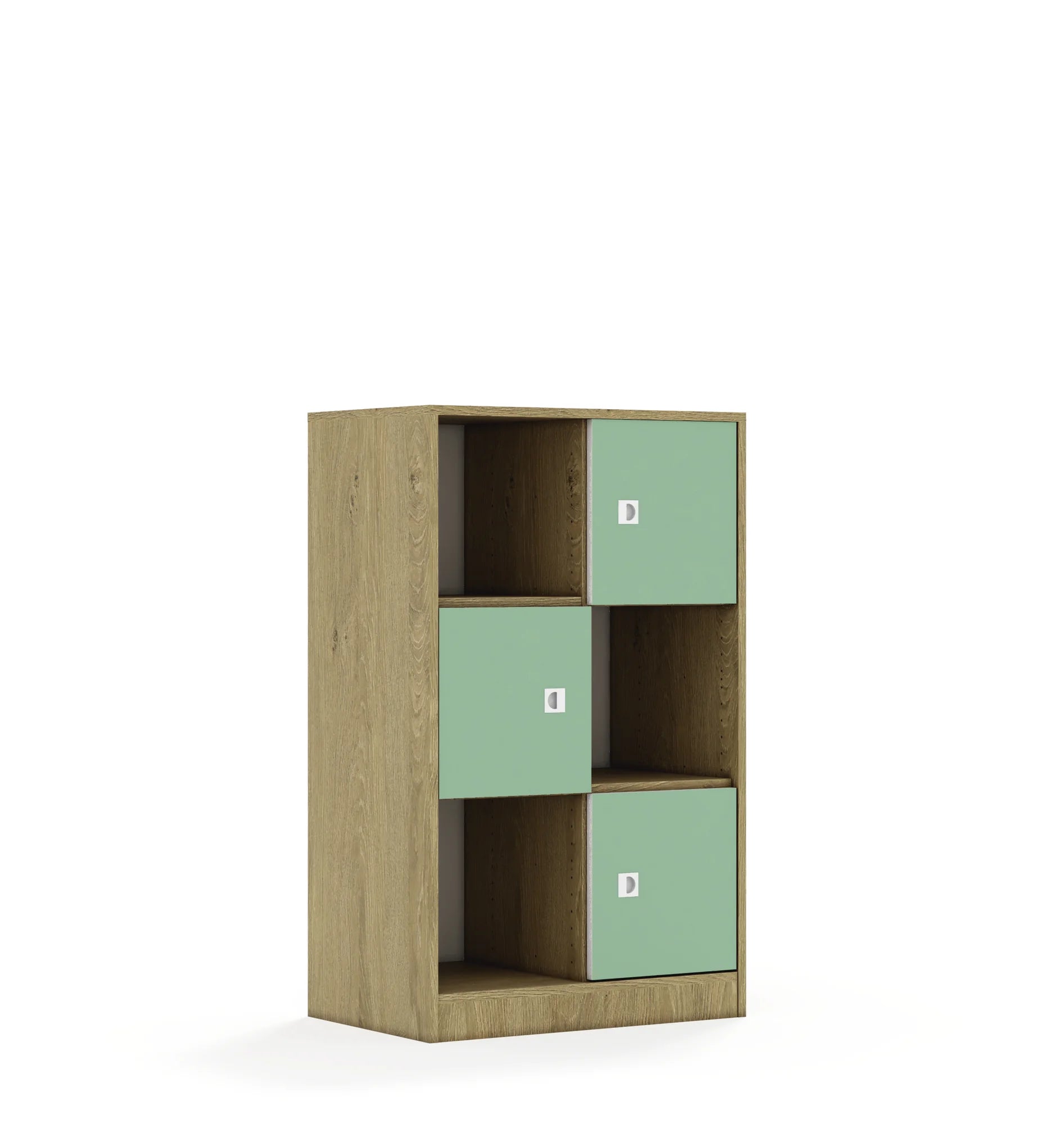Regał BLOX 70 3PP 3F1 706x466x1165 – dąb / pastelowy zielony