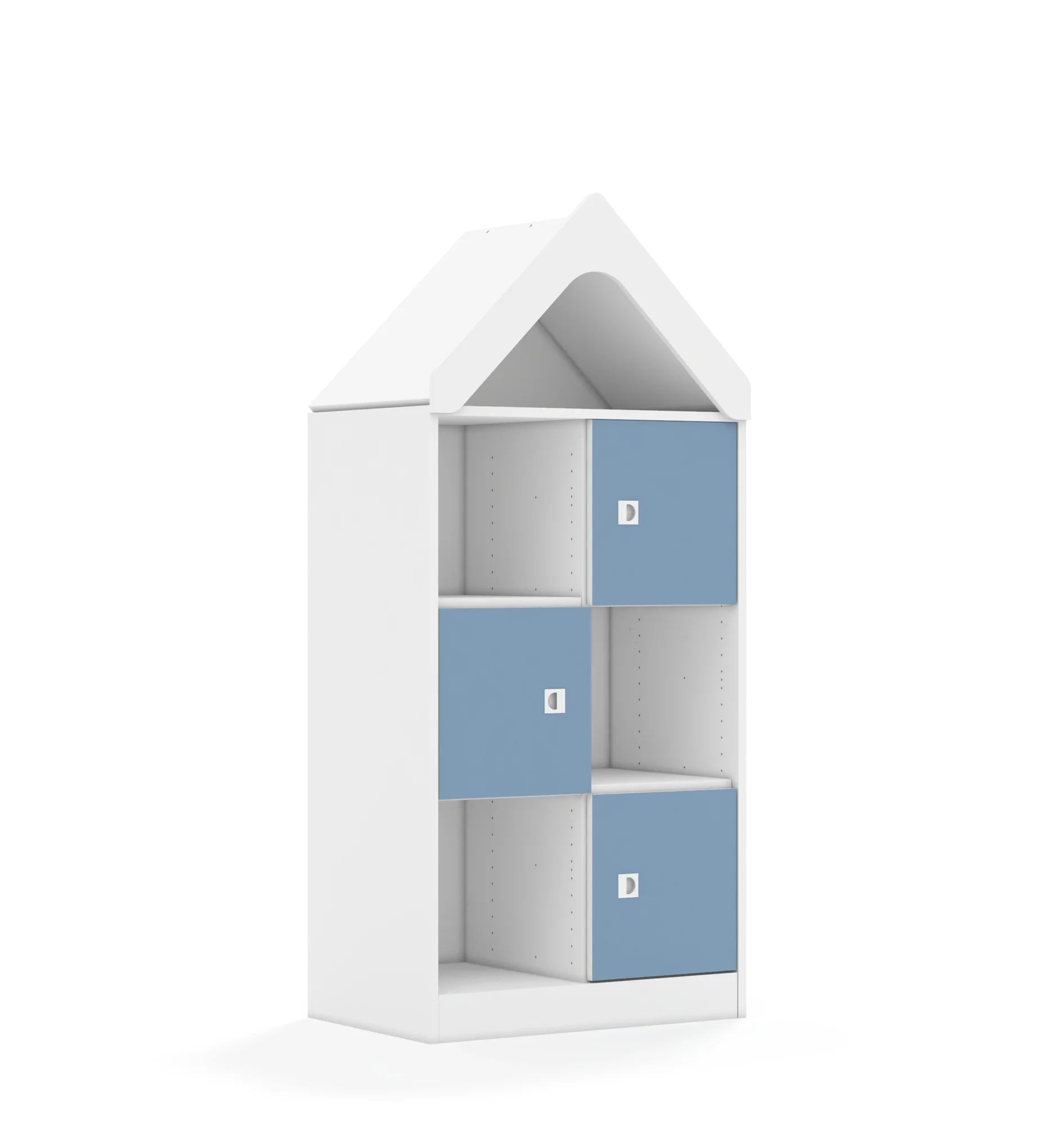 Regał BLOX 70 3PP 3F1 z daszkiem 706x466x1575 – biały / pastelowy niebieski