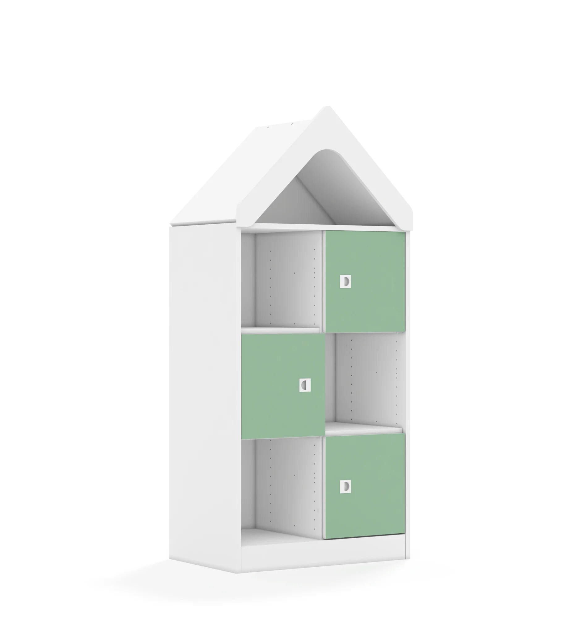 Regał BLOX 70 3PP 3F1 z daszkiem 706x466x1575 – biały / pastelowy zielony