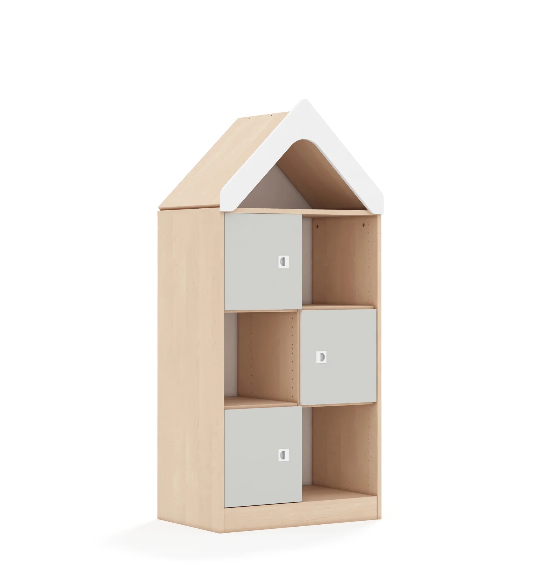 Regał BLOX 70 3PP 3F1 z daszkiem 706x466x1575 – brzoza / jasny szary
