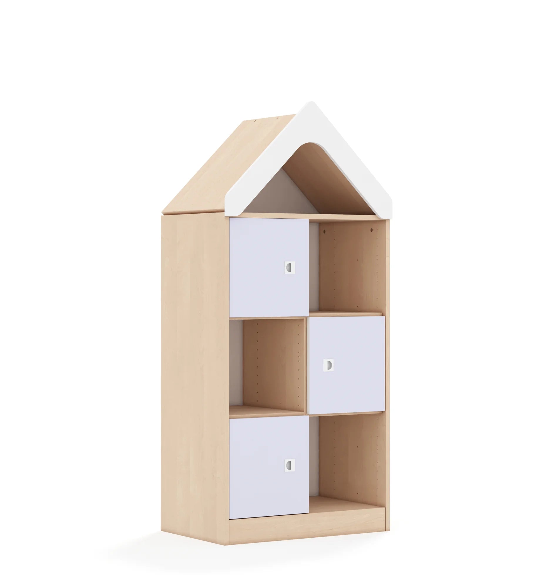 Regał BLOX 70 3PP 3F1 z daszkiem 706x466x1575 – brzoza / pastelowy fioletowy