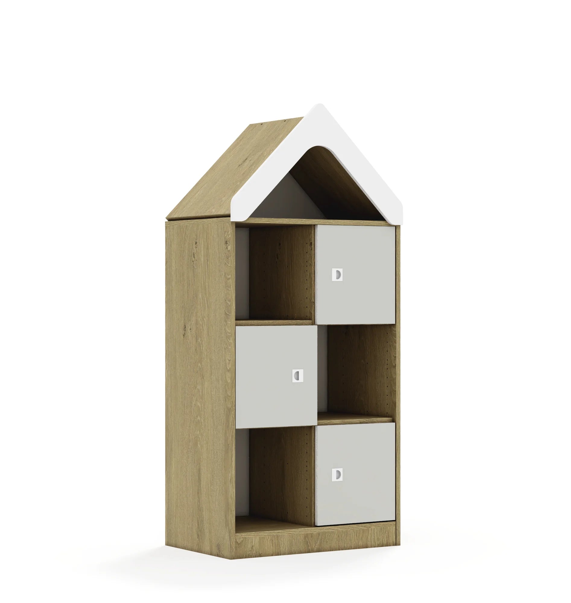 Regał BLOX 70 3PP 3F1 z daszkiem 706x466x1575 – dąb / jasny szary