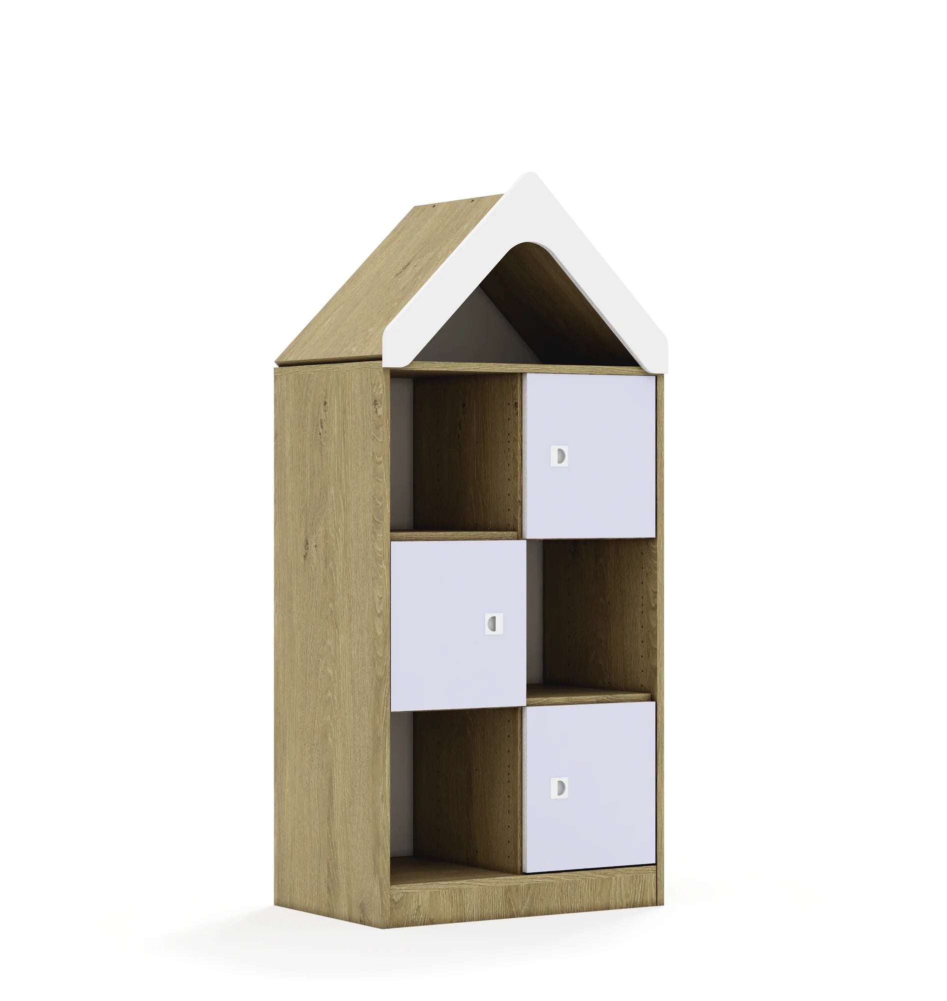 Regał BLOX 70 3PP 3F1 z daszkiem 706x466x1575 – dąb / pastelowy fioletowy