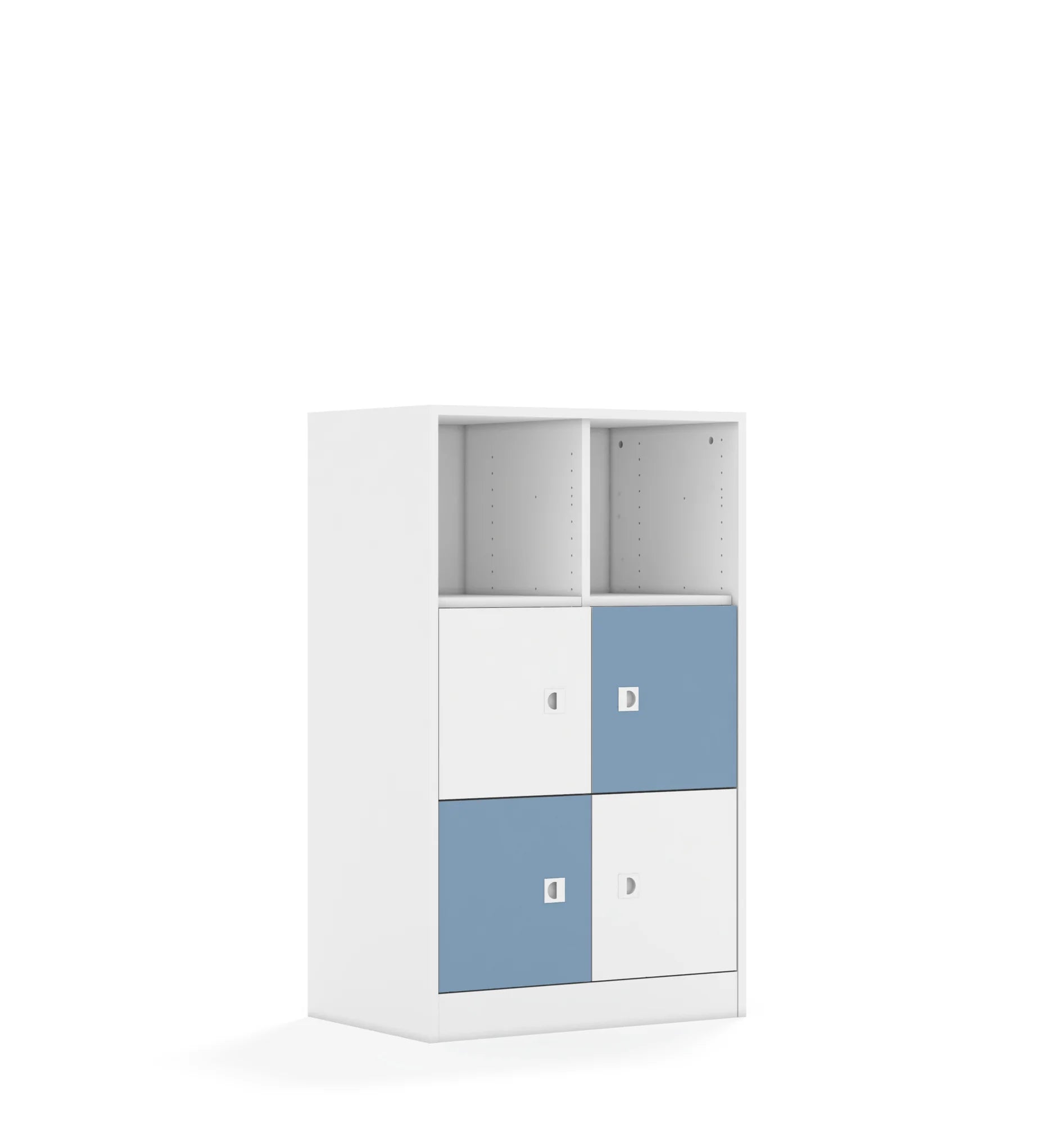Regał BLOX 70 3PP 4F1 706x466x1165 – biały / biały/pastelowy niebieski