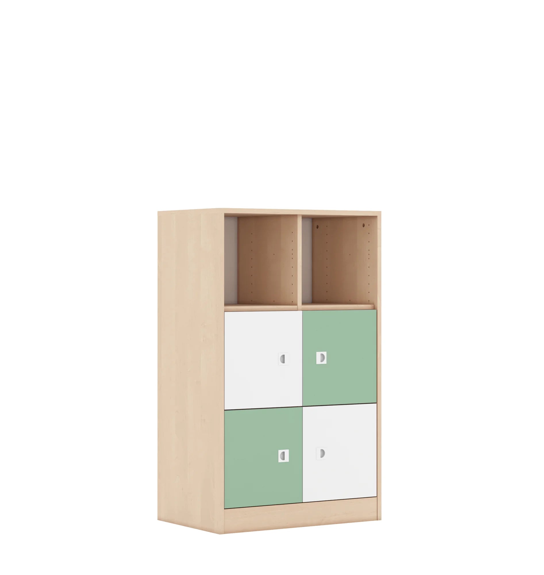 Regał BLOX 70 3PP 4F1 706x466x1165 – brzoza / biały/pastelowy zielony