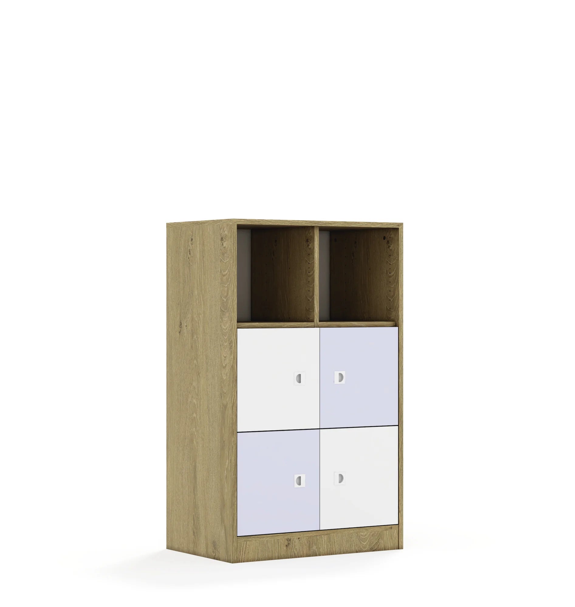 Regał BLOX 70 3PP 4F1 706x466x1165 – dąb / biały/pastelowy fioletowy