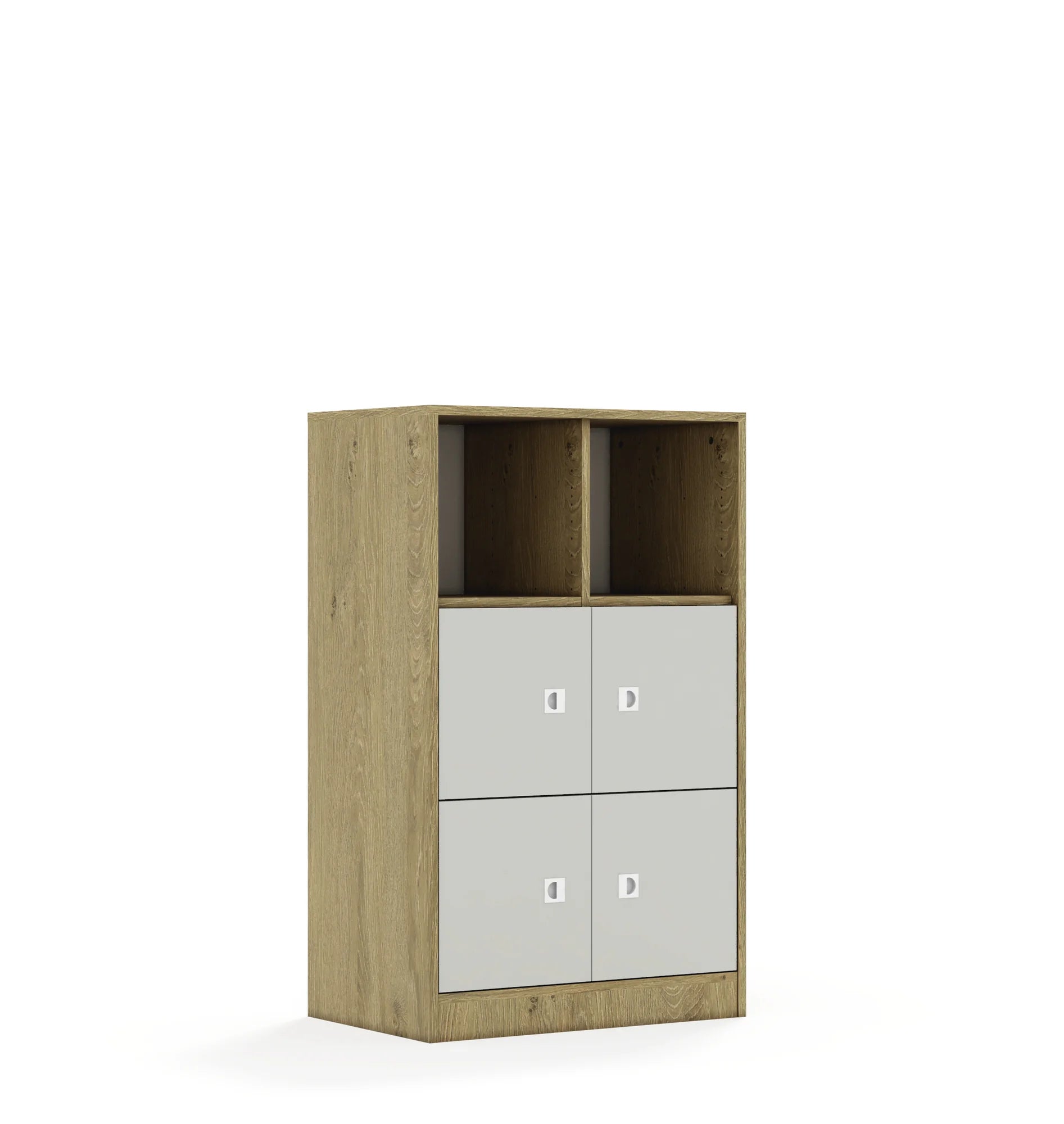 Regał BLOX 70 3PP 4F1 706x466x1165 – dąb / jasny szary