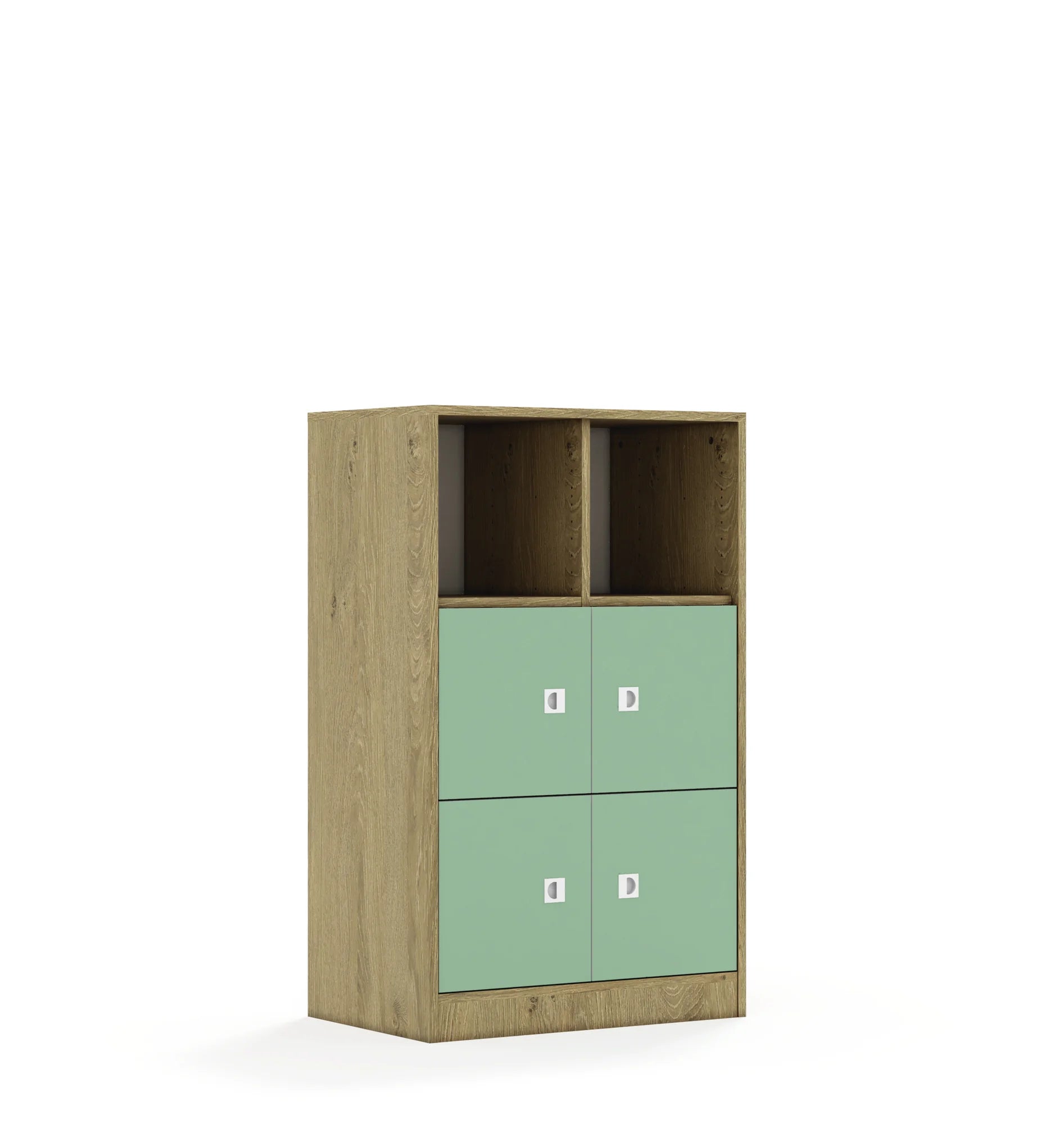 Regał BLOX 70 3PP 4F1 706x466x1165 – dąb / pastelowy zielony