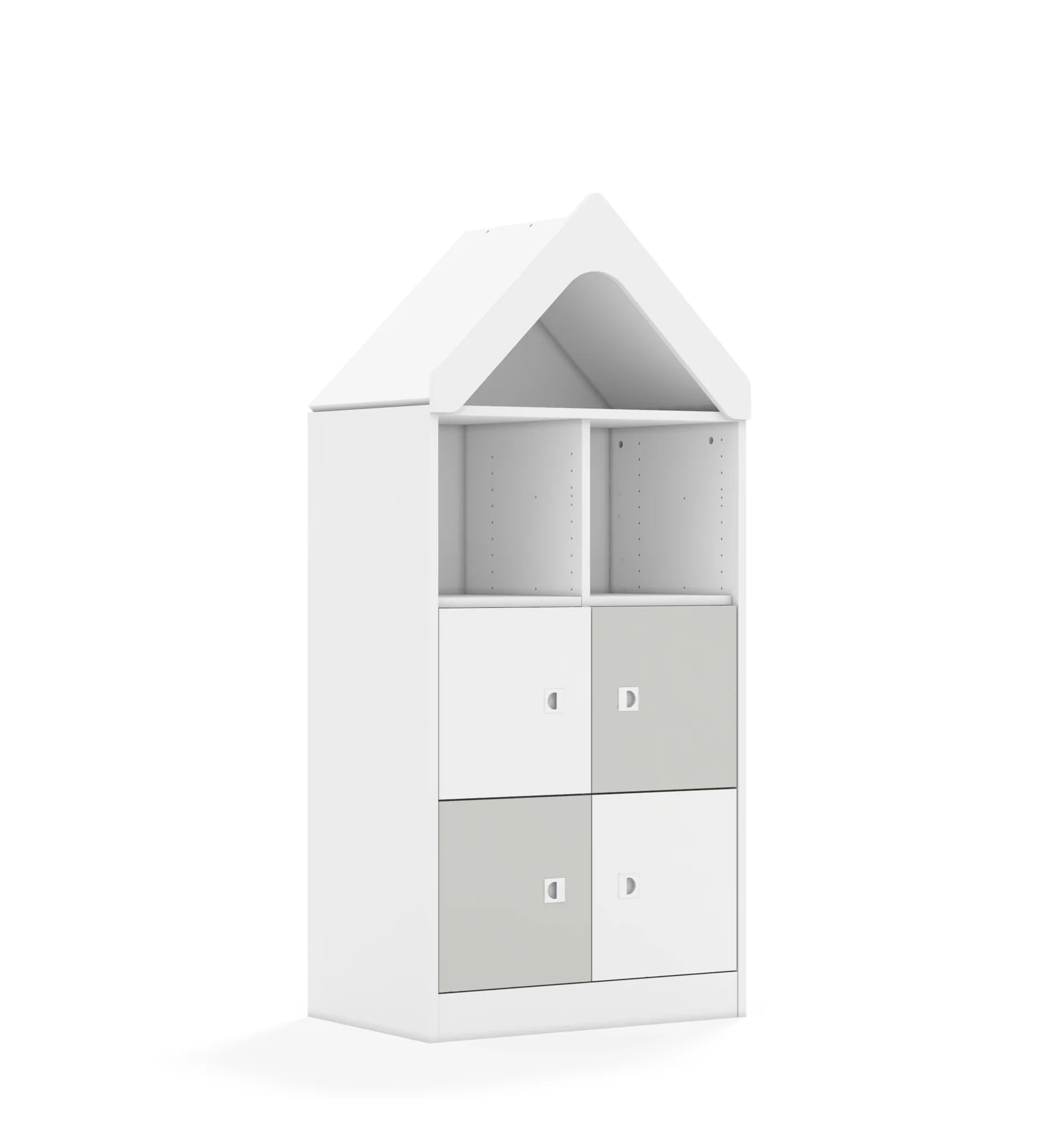 Regał BLOX 70 3PP 4F1 z daszkiem 706x466x1575 – biały / biały/jasny szary