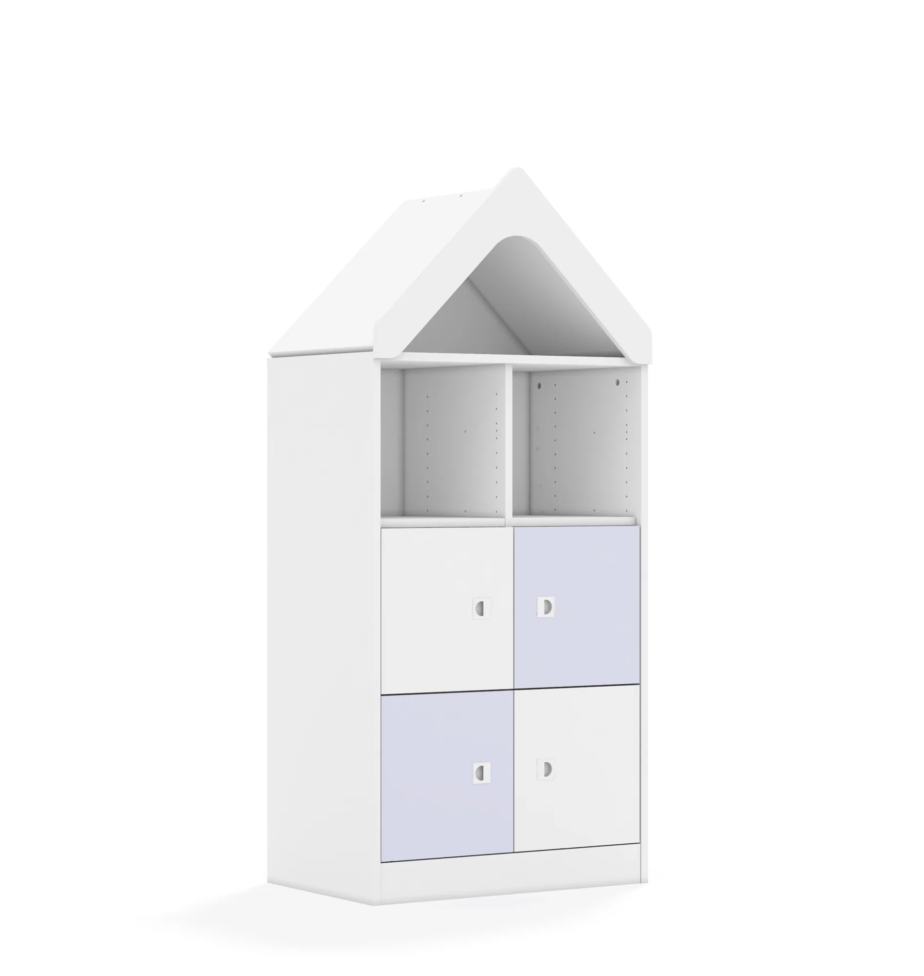 Regał BLOX 70 3PP 4F1 z daszkiem 706x466x1575 – biały / biały/pastelowy fioletowy