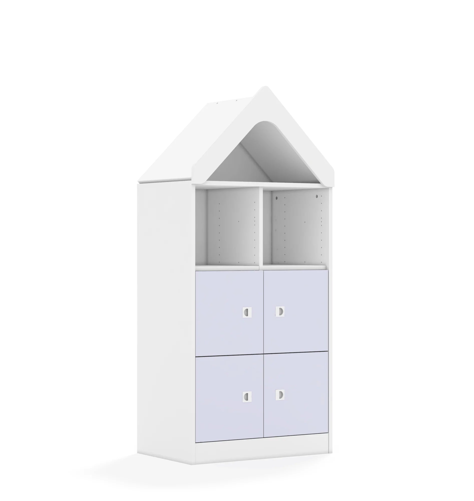 Regał BLOX 70 3PP 4F1 z daszkiem 706x466x1575 – biały / pastelowy fioletowy