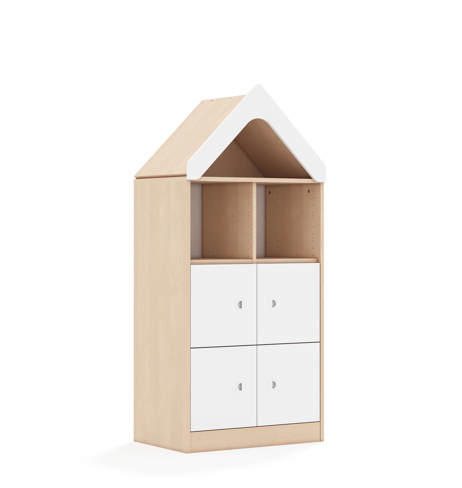 Regał BLOX 70 3PP 4F1 z daszkiem 706x466x1575 – brzoza / biały