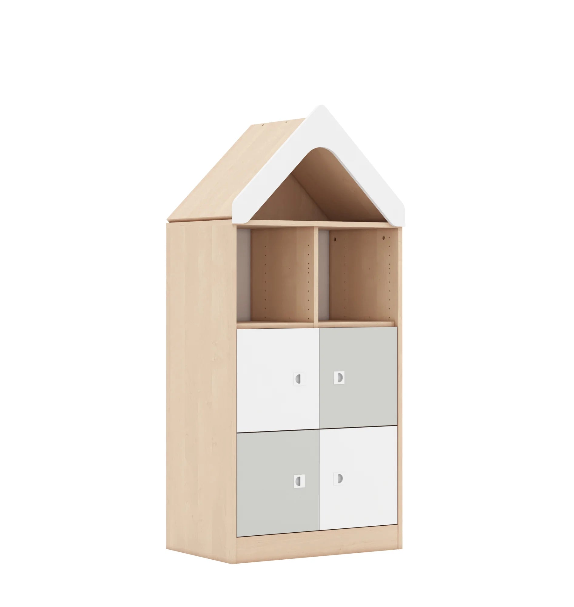 Regał BLOX 70 3PP 4F1 z daszkiem 706x466x1575 – brzoza / jasny szary