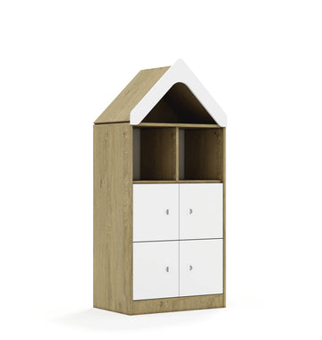 Regał BLOX 70 3PP 4F1 z daszkiem 706x466x1575 – dąb / biały