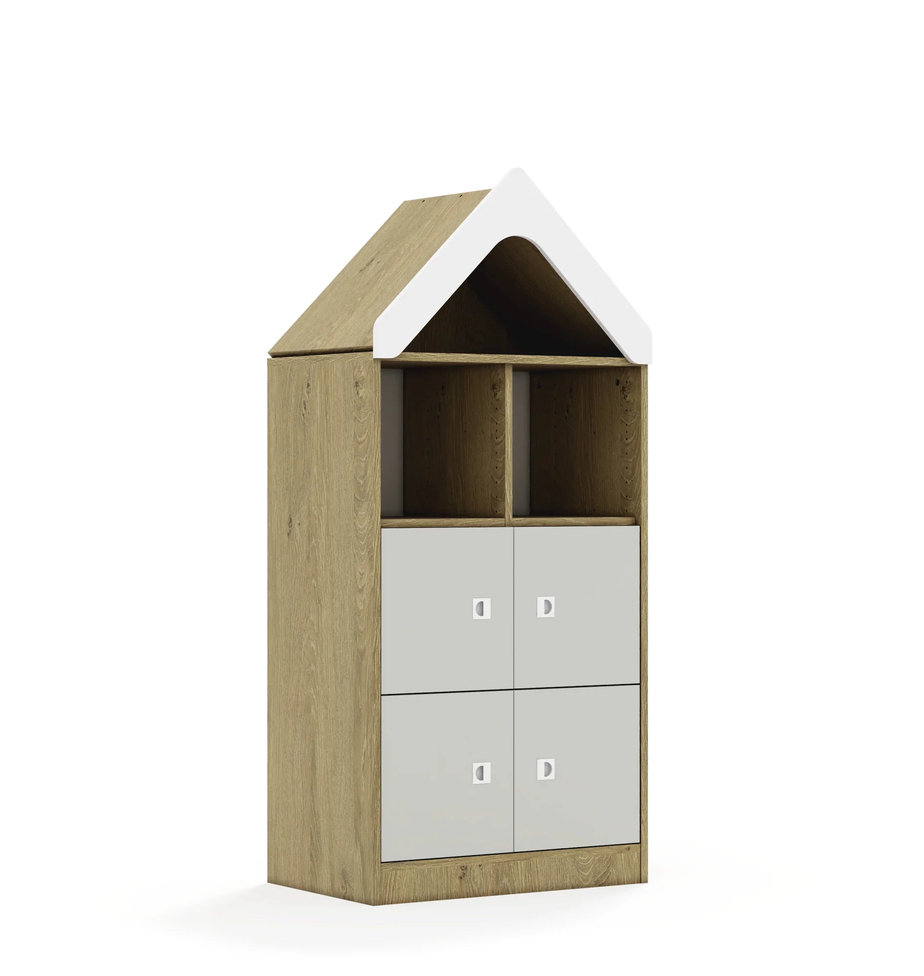 Regał BLOX 70 3PP 4F1 z daszkiem 706x466x1575 – dąb / jasny szary