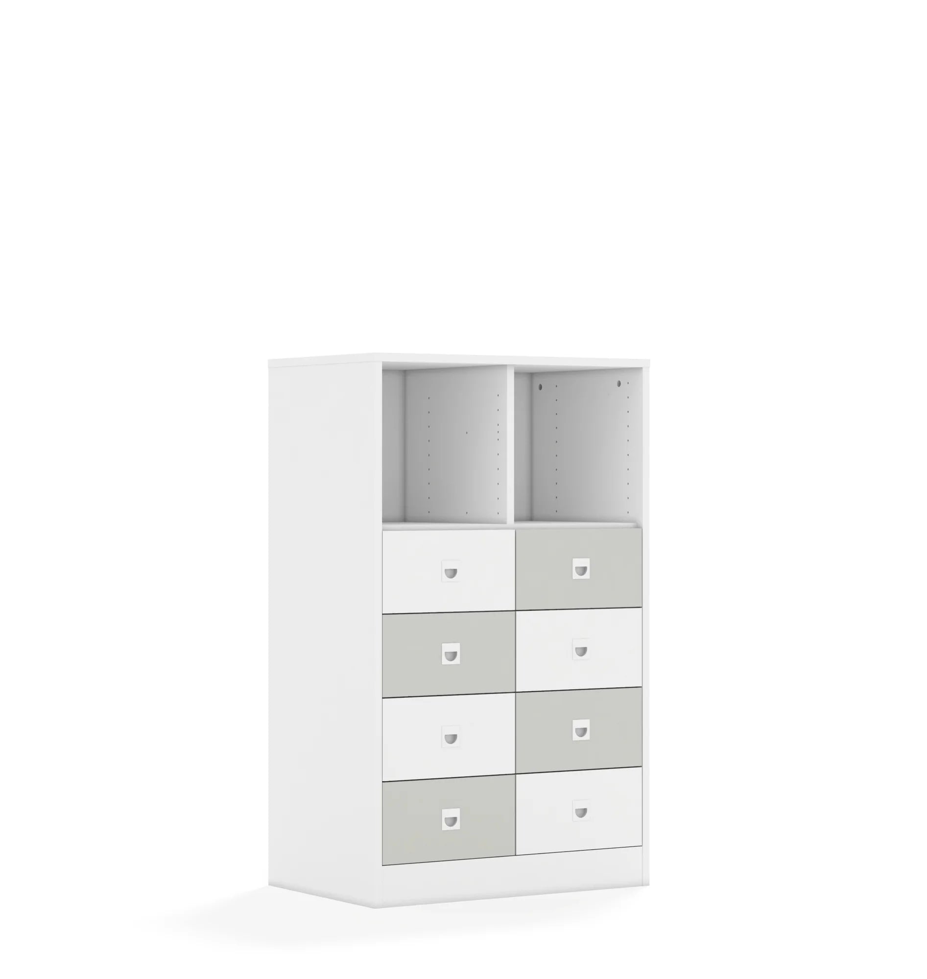 Regał BLOX 70 3PP 8SB 706x466x1165 – biały / biały/jasny szary