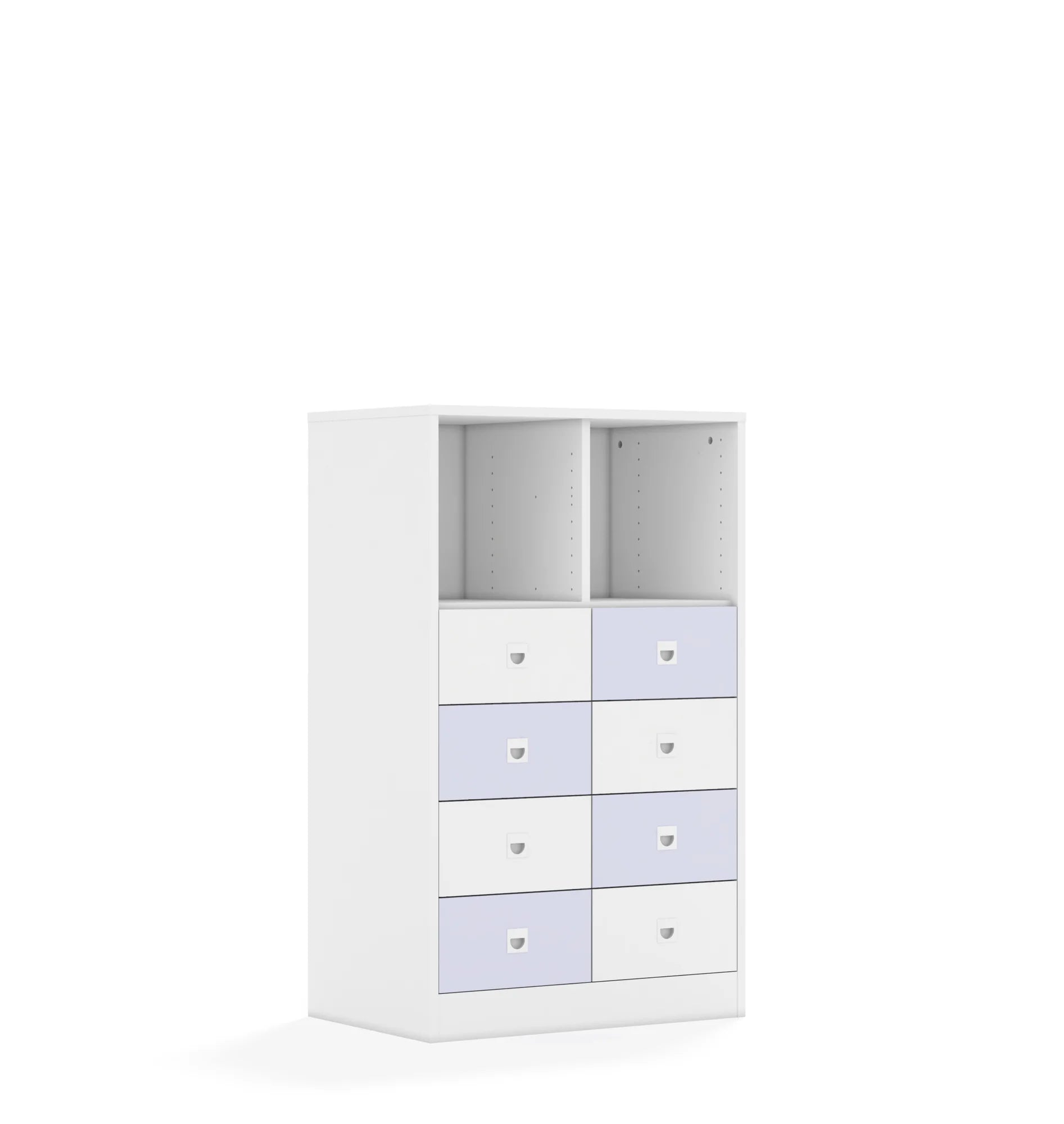 Regał BLOX 70 3PP 8SB 706x466x1165 – biały / biały/pastelowy fioletowy
