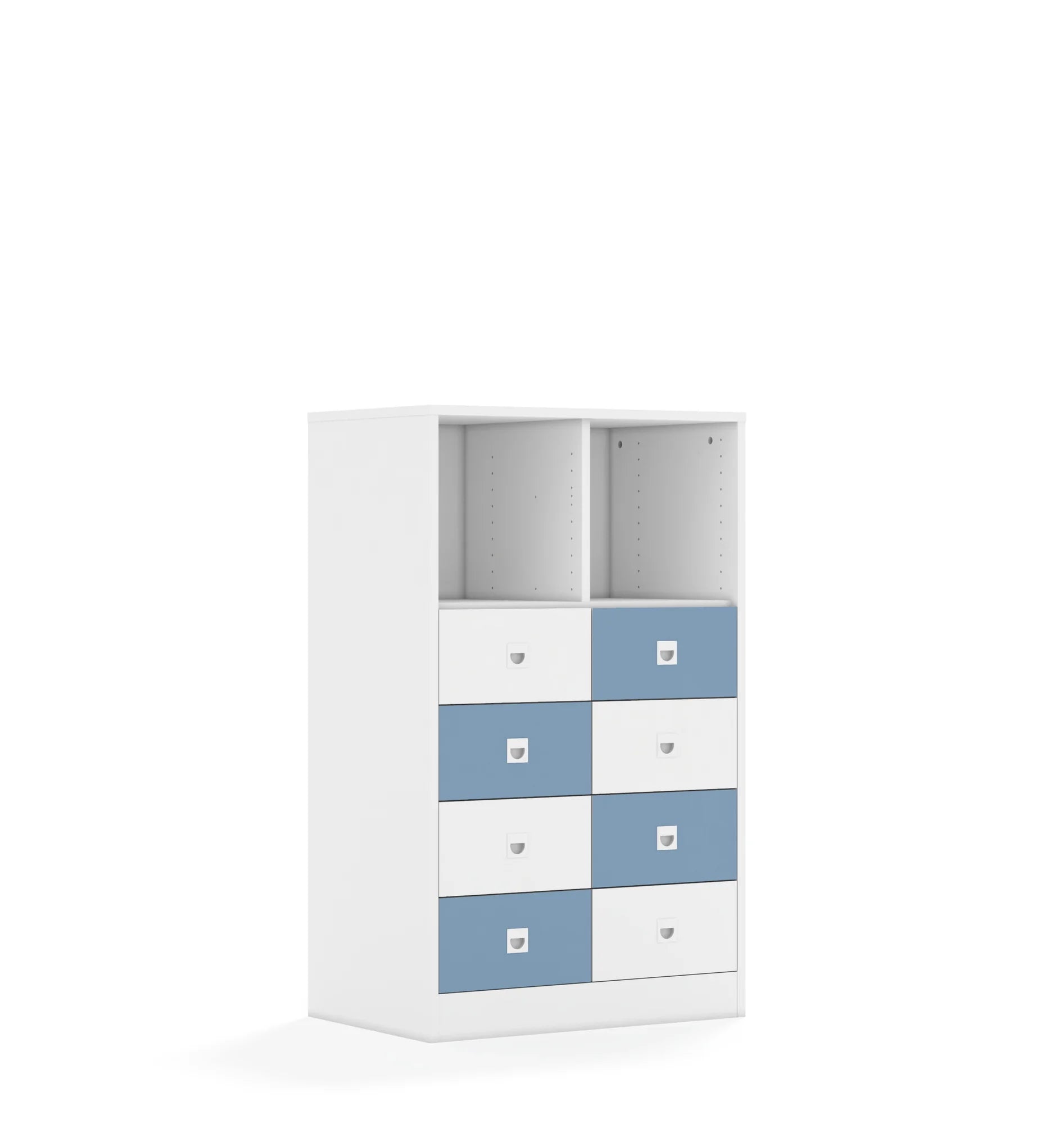 Regał BLOX 70 3PP 8SB 706x466x1165 – biały / biały/pastelowy niebieski