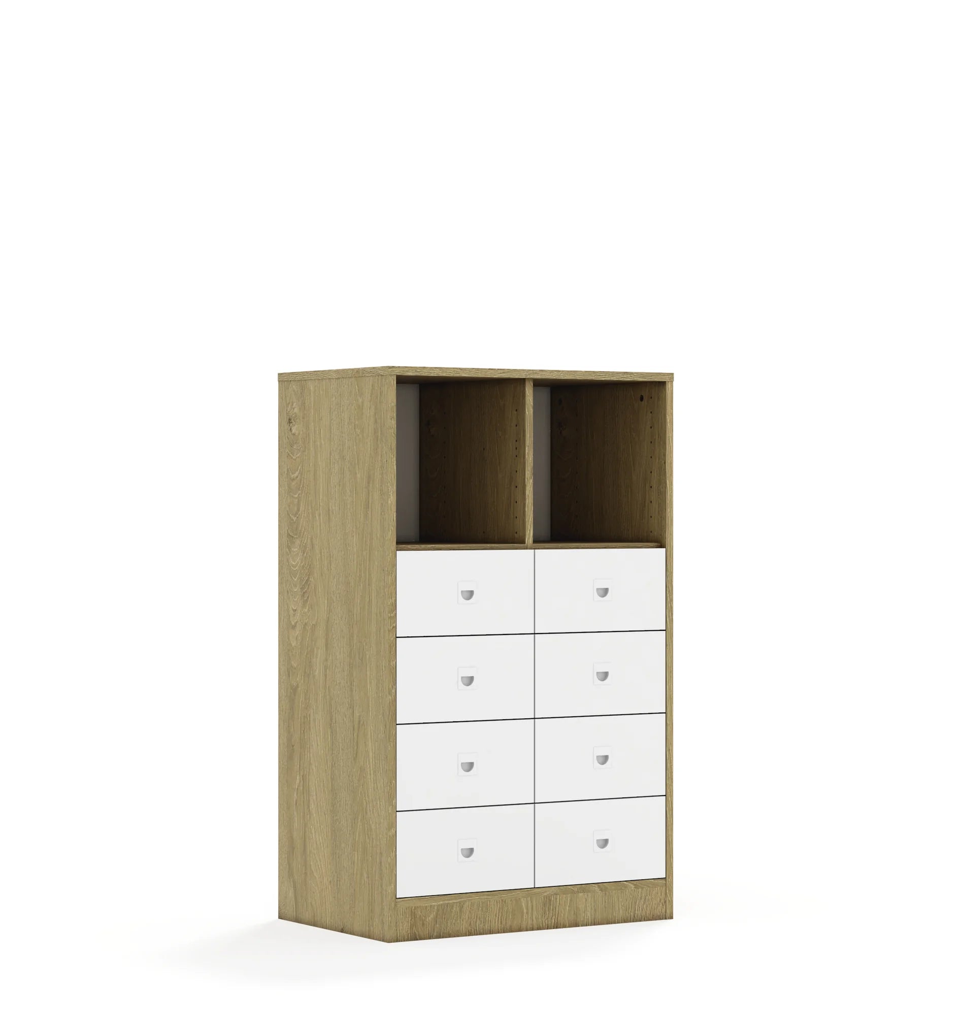 Regał BLOX 70 3PP 8SB 706x466x1165 – dąb / biały