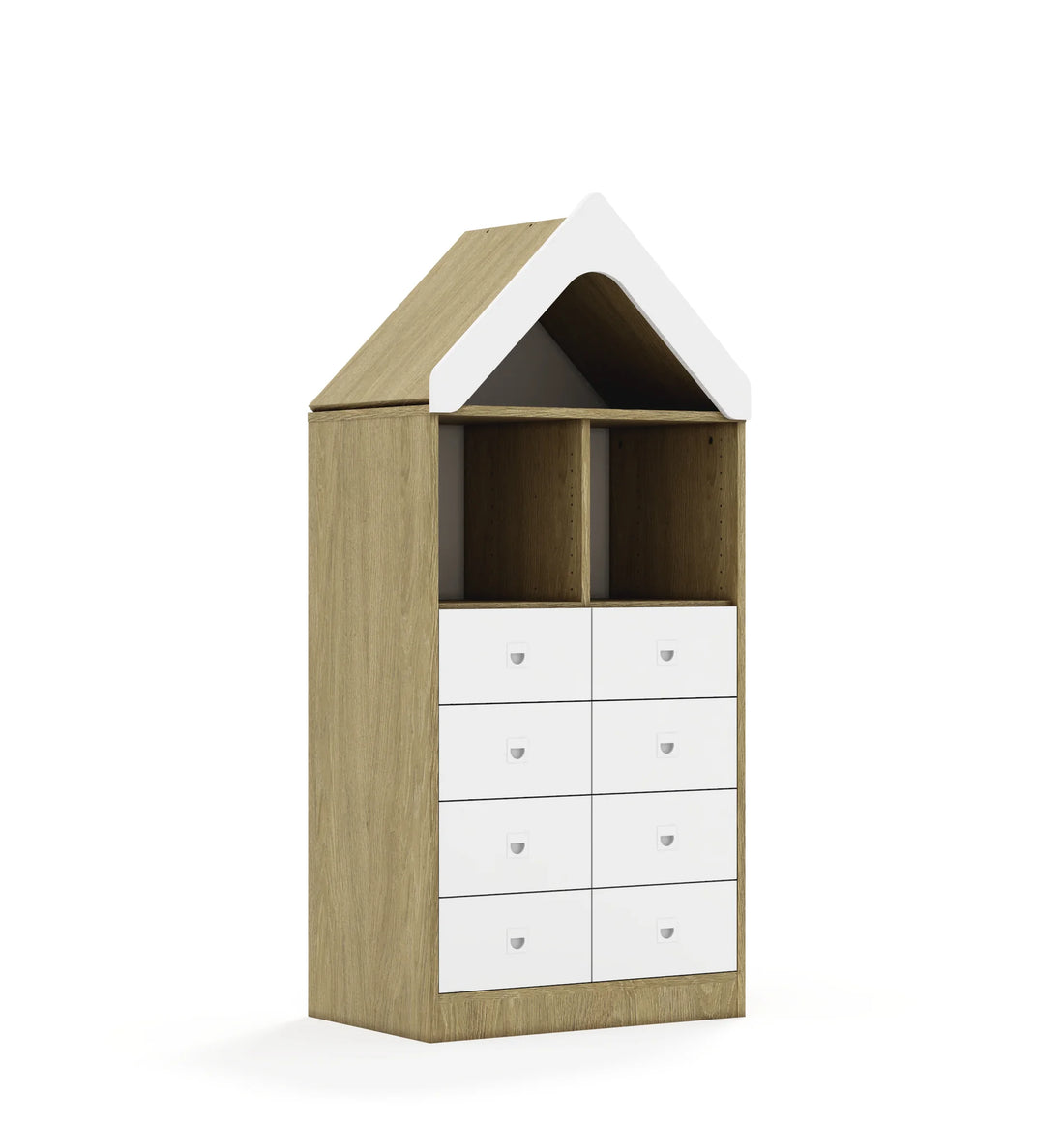 Regał BLOX 70 3PP 8SB z daszkiem 706x466x1575 – dąb / biały