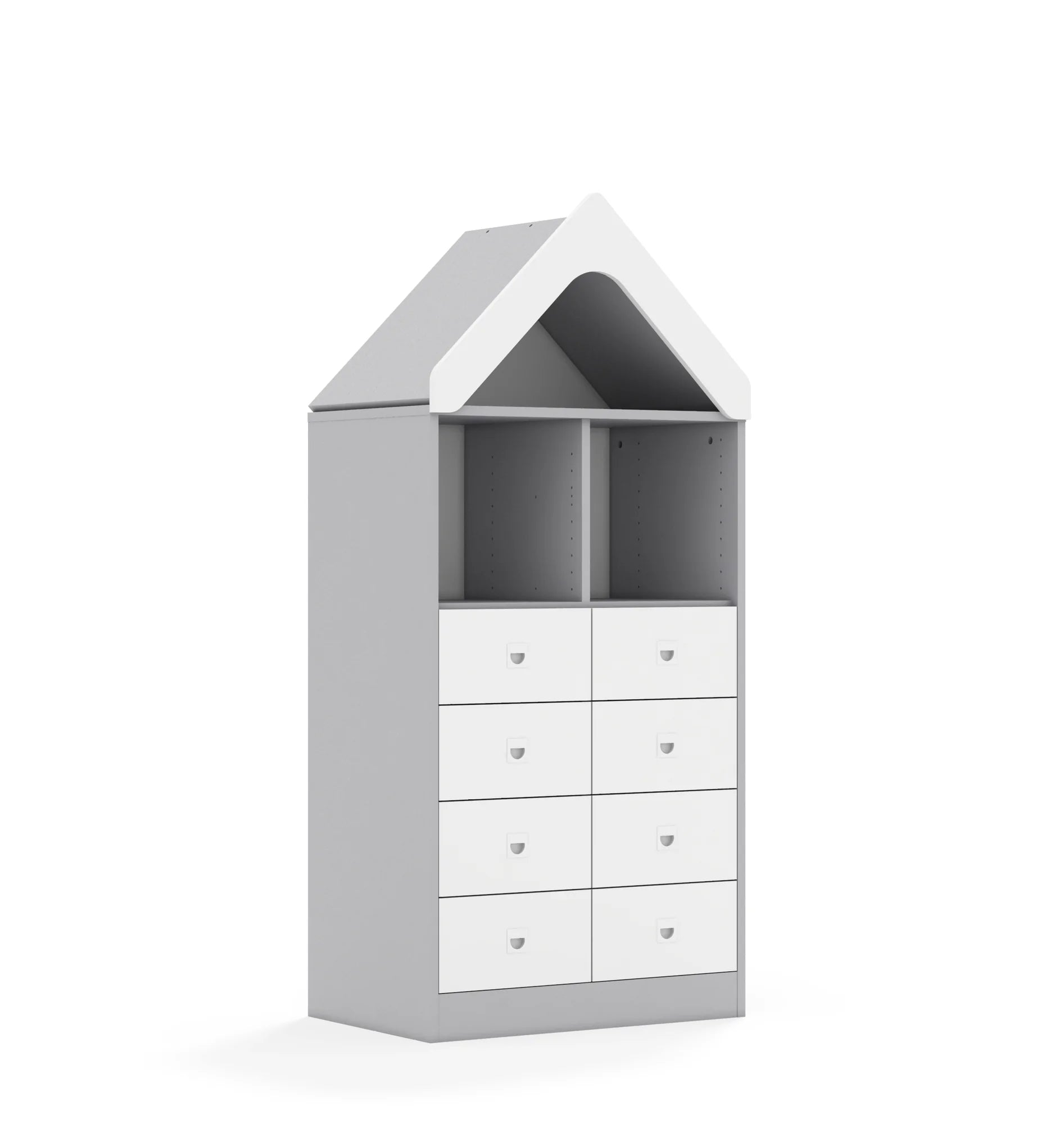 Regał BLOX 70 3PP 8SB z daszkiem 706x466x1575 – szary / biały
