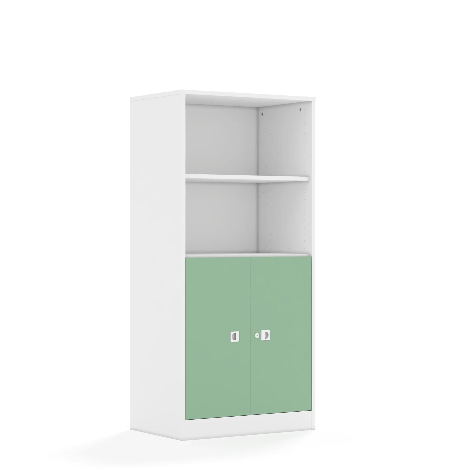 Regał BLOX 70 4P 2F2 706x466x1517 – biały / pastelowy zielony