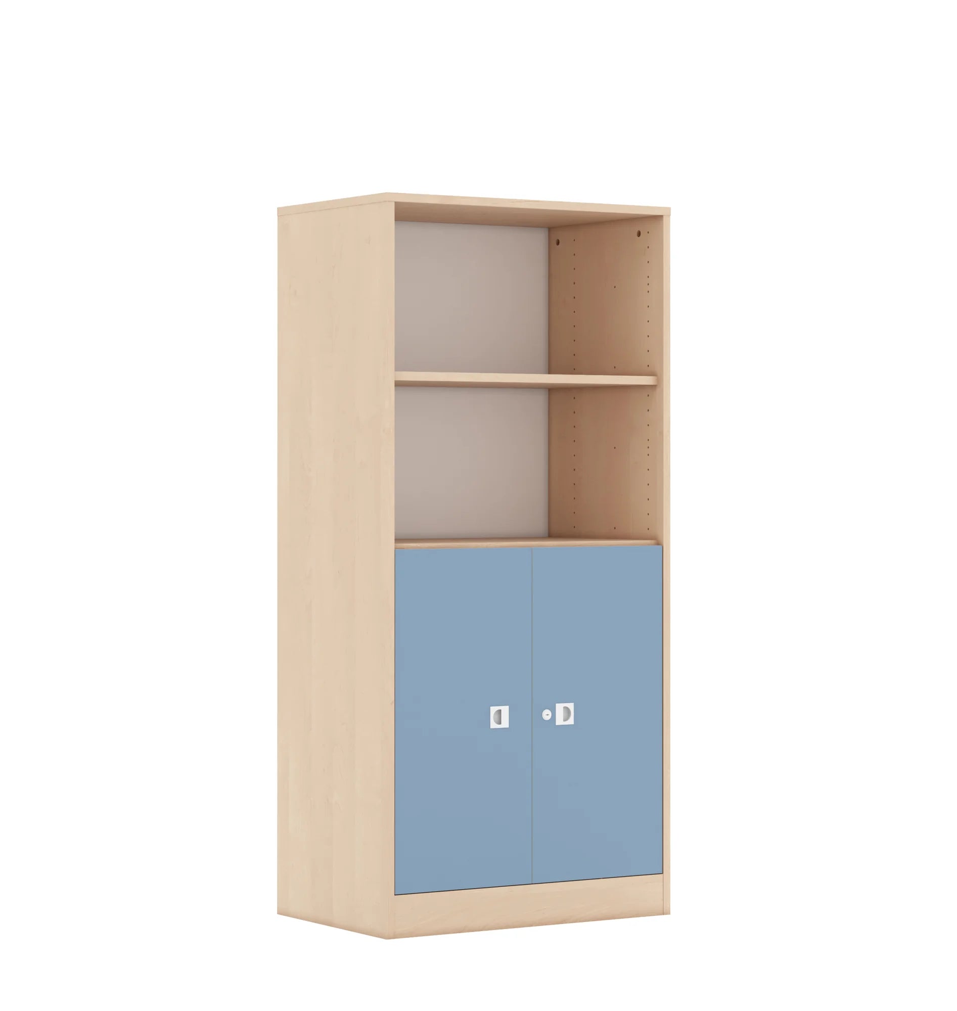 Regał BLOX 70 4P 2F2 706x466x1517 – brzoza / pastelowy niebieski