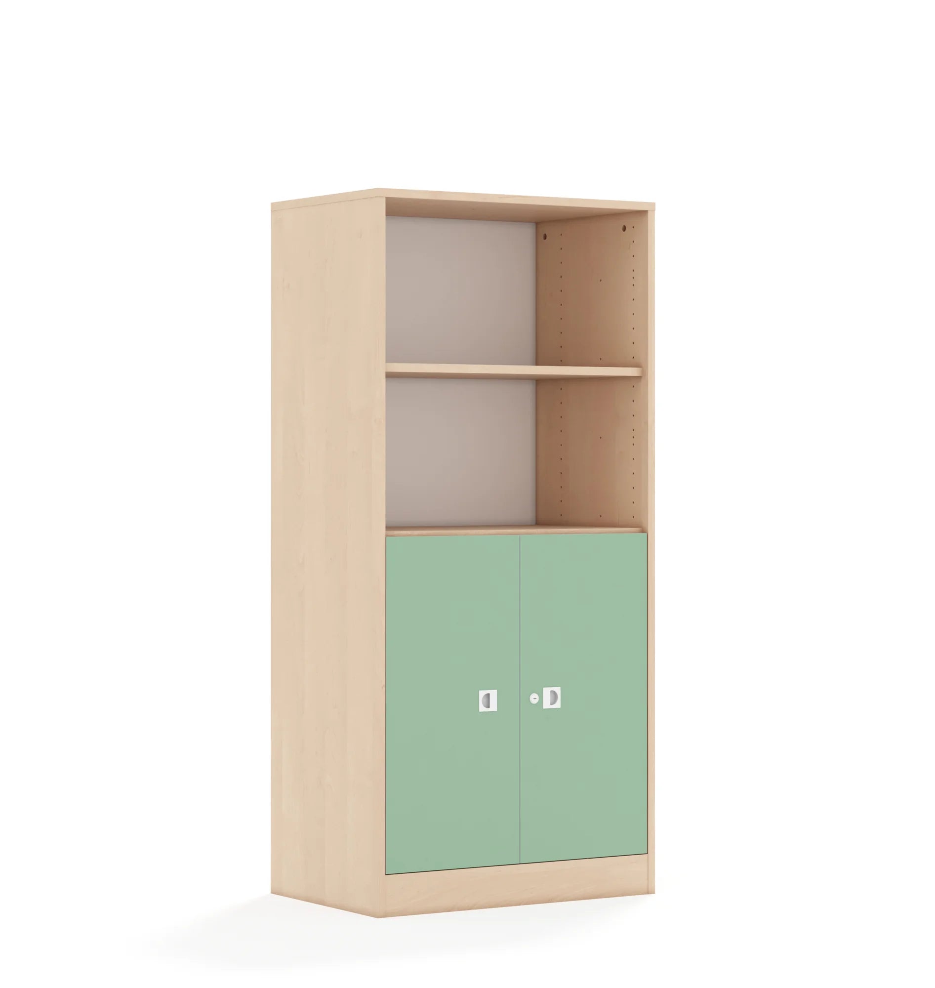 Regał BLOX 70 4P 2F2 706x466x1517 – brzoza / pastelowy zielony