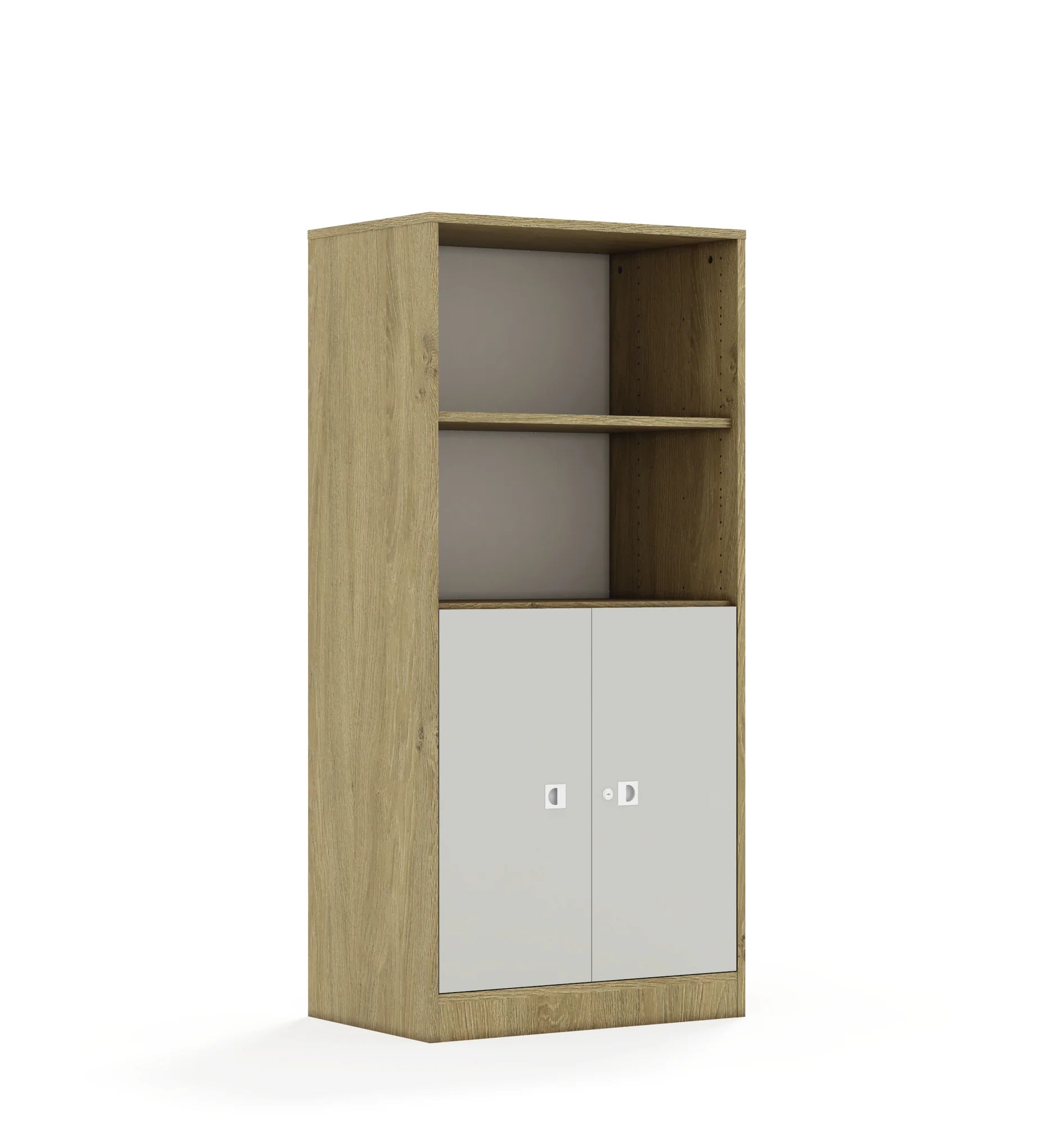 Regał BLOX 70 4P 2F2 706x466x1517 – dąb / jasny szary