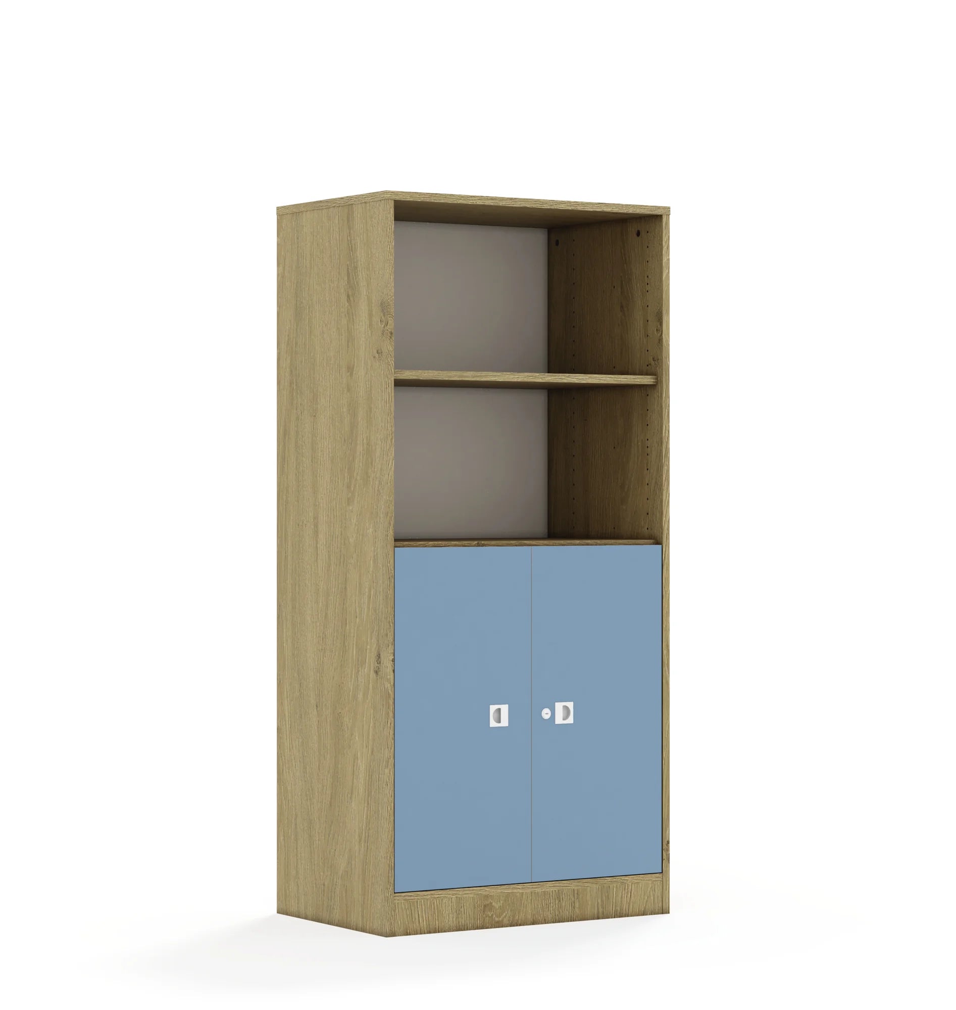Regał BLOX 70 4P 2F2 706x466x1517 – dąb / pastelowy niebieski